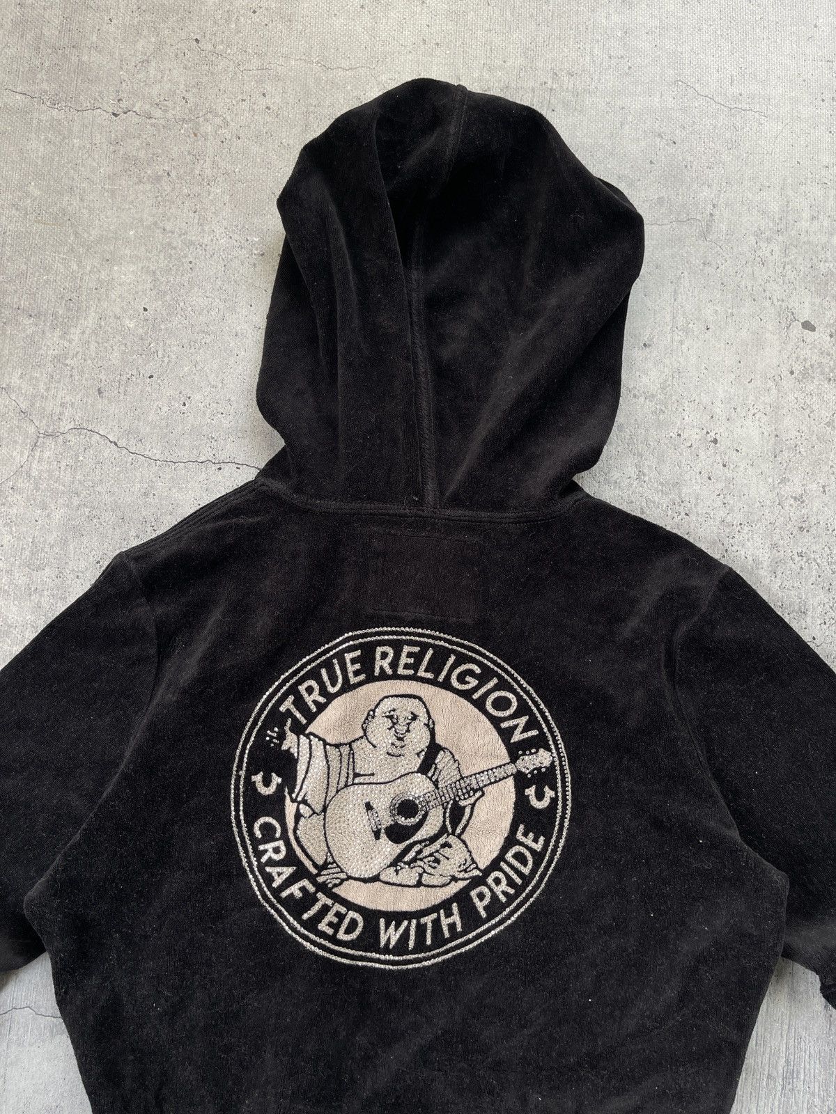 True Religion × Vintage VINTAGE TRUE RELIGION VELOUR Y2K ZIP UP HOODIE Size L / US 10 / IT 46 - 3 Thumbnail
