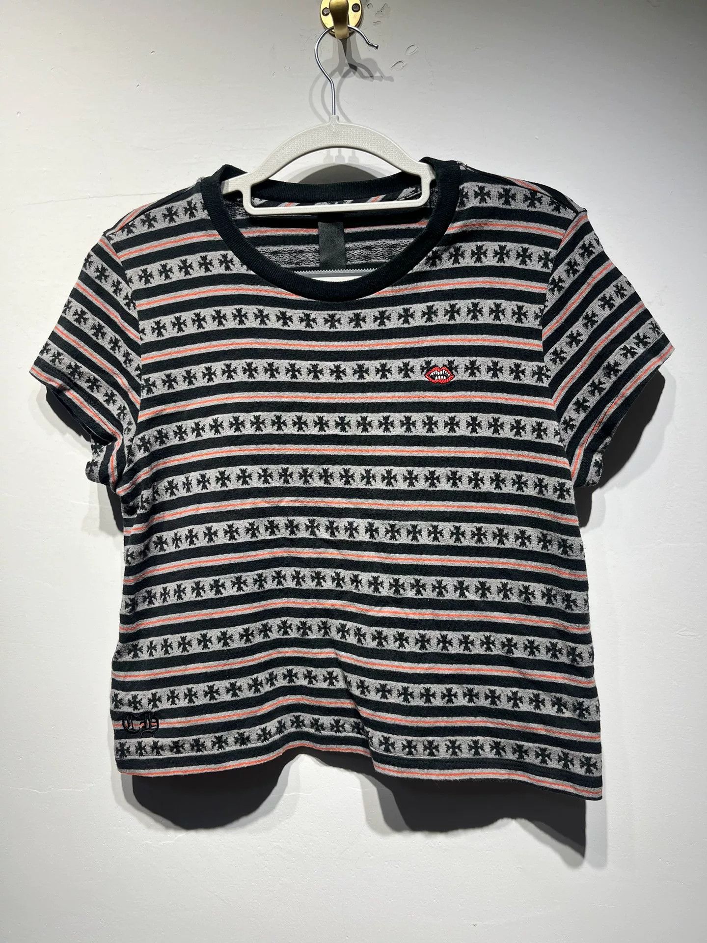 Chrome Hearts Chrome Hearts Embroidered Striped Black T-Shirt M Women Size M / US 6-8 / IT 42-44 - 1 Thumbnail