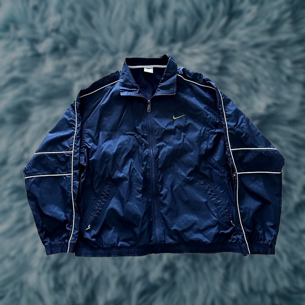 Nike VINTAGE Nike Track Jacket Mens Large Blue White 90s Full Zip Windbreaker Lined Size US L / EU 52-54 / 3 - 1 Thumbnail