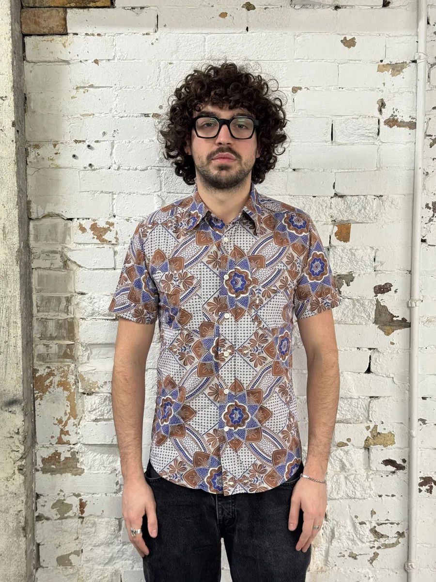 Dries Van Noten Dries Van Noten Brown & Blue Floral Short Sleeves Shirt Size US S / EU 44-46 / 1 - 3 Thumbnail