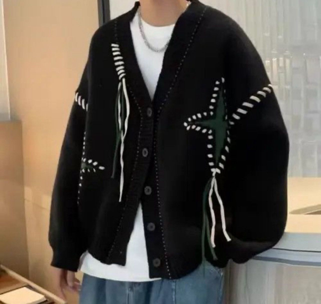 Japanese Brand Black star cardigan knitwear Size US M / EU 48-50 / 2 - 1 Thumbnail