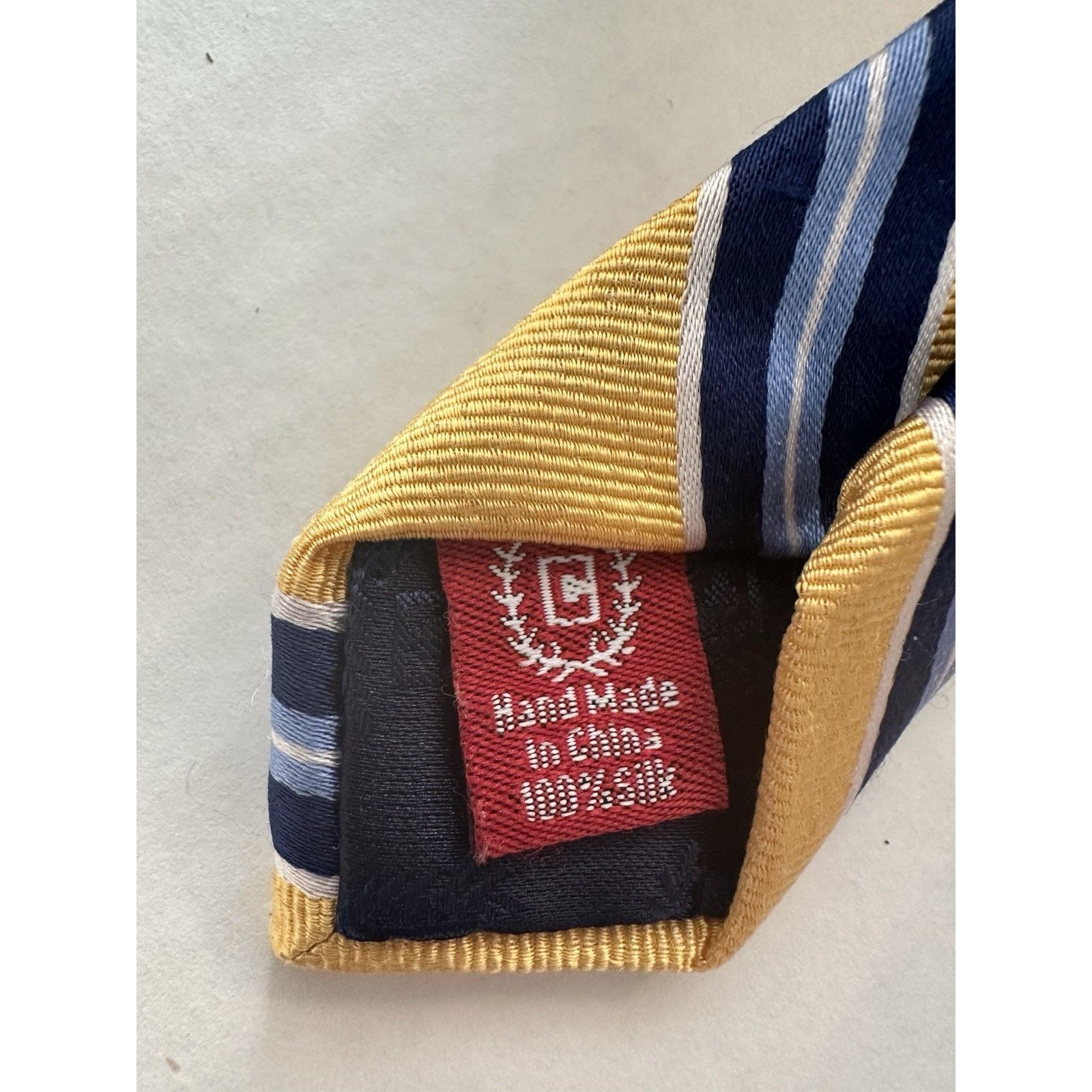 Chaps Chaps Ralph Lauren Tie 100% Silk Yellow/Blue Striped Preppy Size ONE SIZE - 4 Thumbnail