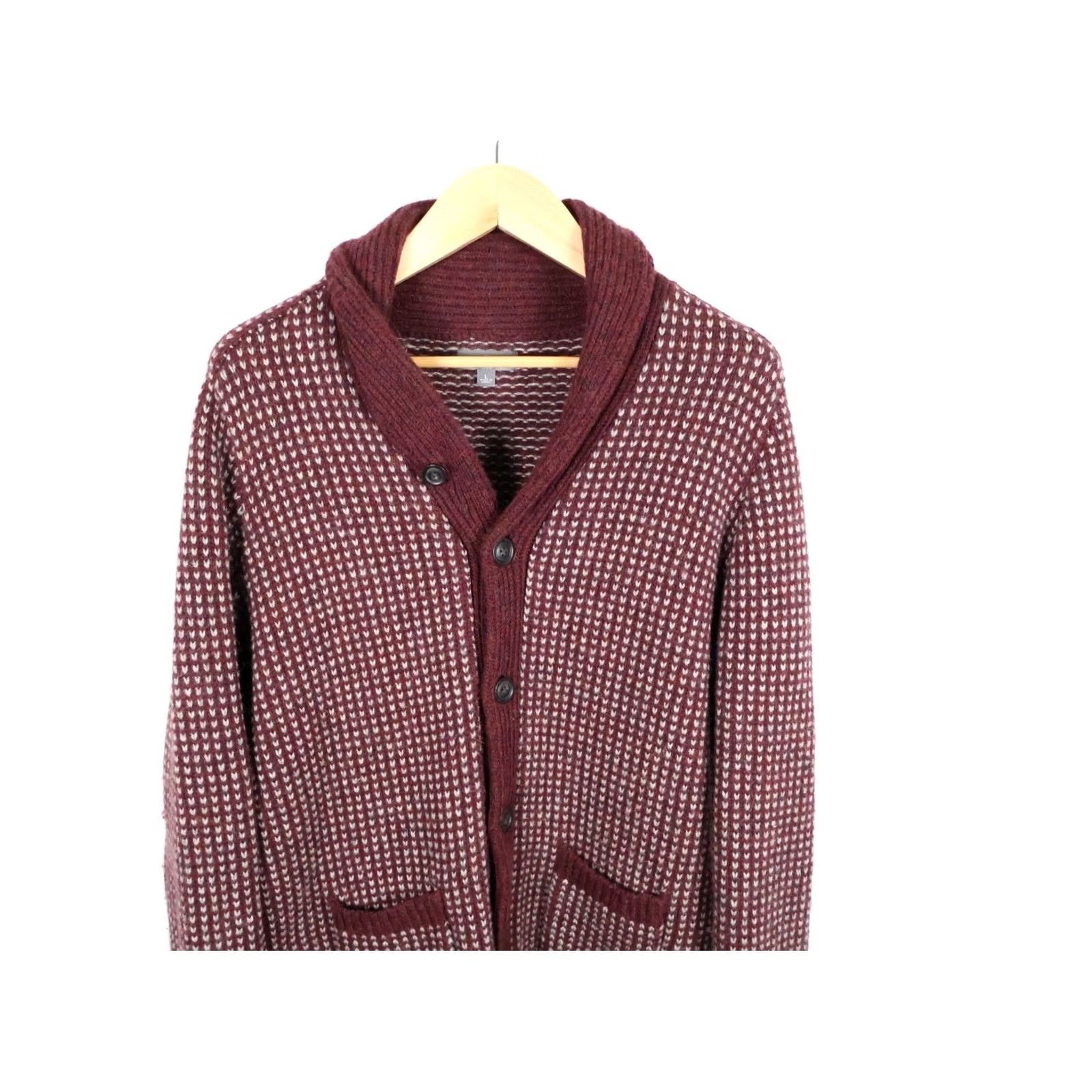 Vintage VINTAGE L.L. Bean Wool Cardigan Sweater Mens Large Red Birdseye 90s Retro Hipster Preppy Dad Geometric Knit Light Heavyweight Cardigan Size US L / EU 52-54 / 3 - 4 Thumbnail