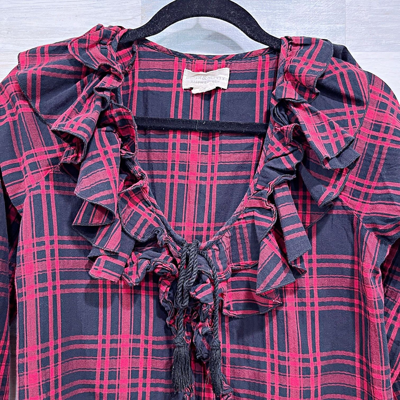 Denim & Supply Ralph Lauren × Ralph Lauren DENIM & SUPPLY Ralph Lauren Ruffle Plaid Shirt Womens Small Size S / US 4 / IT 40 - 2 Thumbnail