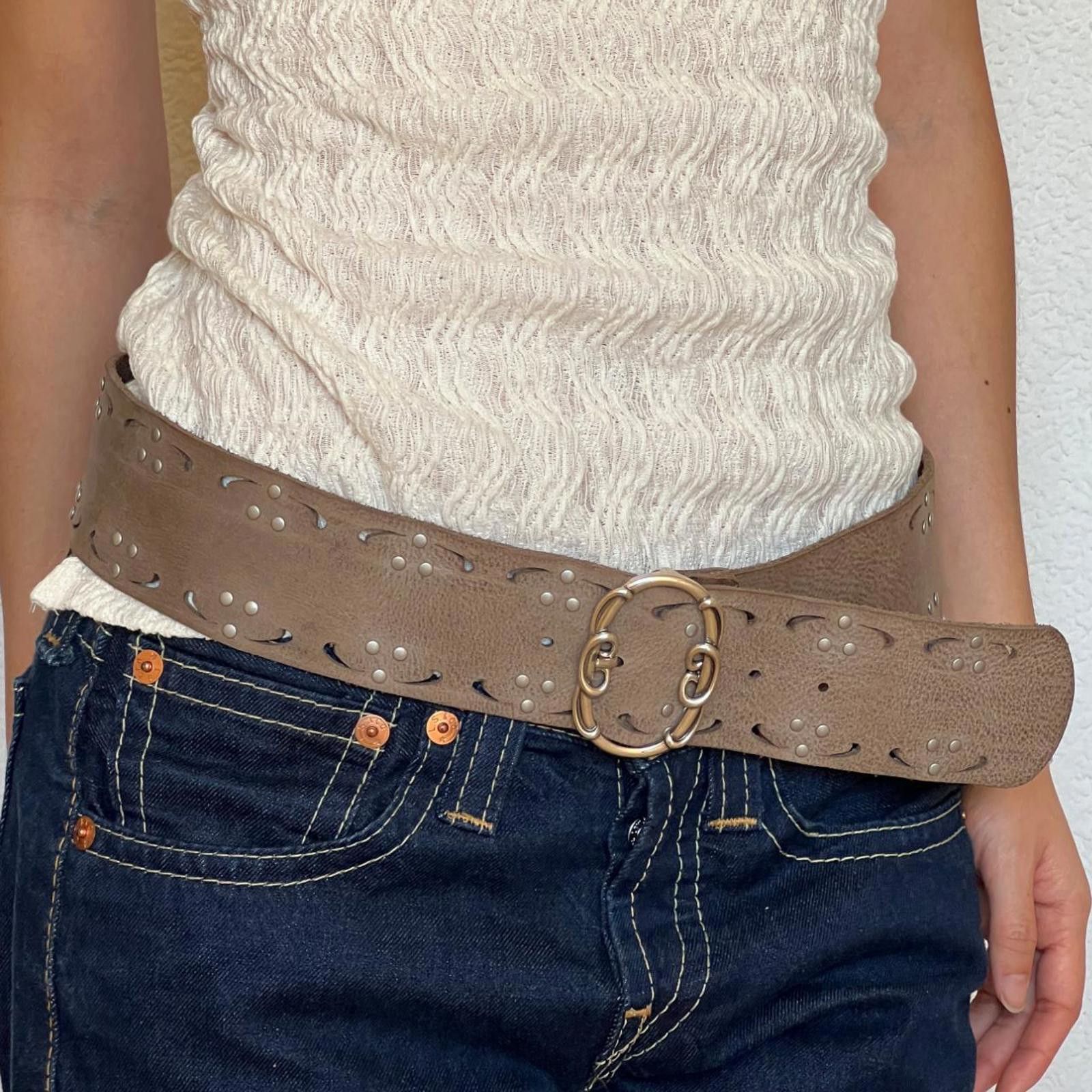 Jones New York Vintage Jones Genuine Leather Chunky Wide Belt 85 Size ONE SIZE - 3 Thumbnail