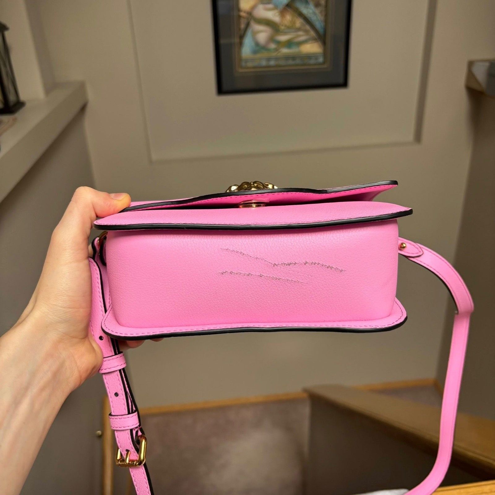 Versace Versace Candy Pink Leather Medusa Logo Side Bag Size ONE SIZE - 6 Thumbnail