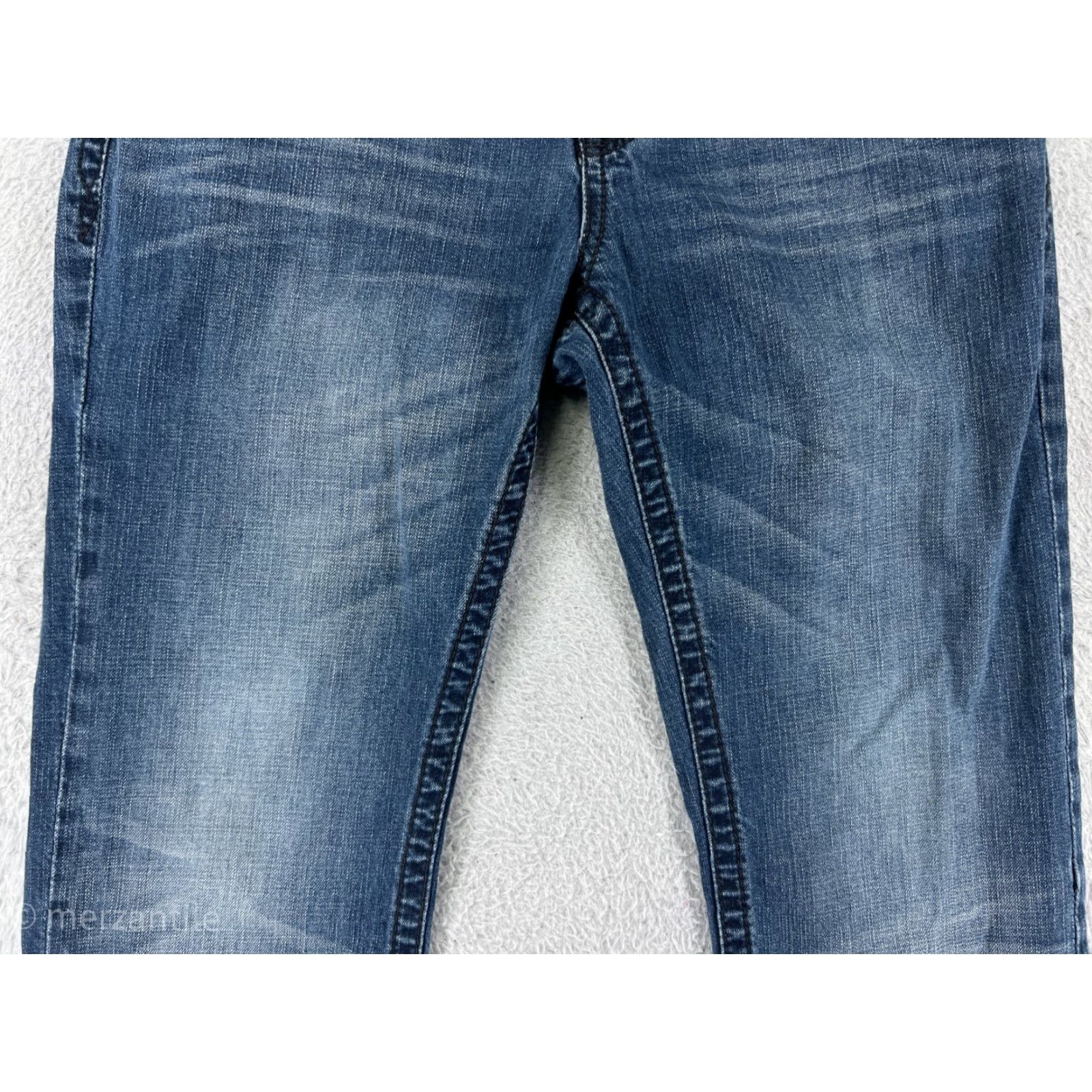 Vintage Seven7 Womens Jeans 34 Blue Denim Distressed Straight Embroidered 100% Cotton Size 24" / US 00 / IT 34 - 7 Thumbnail