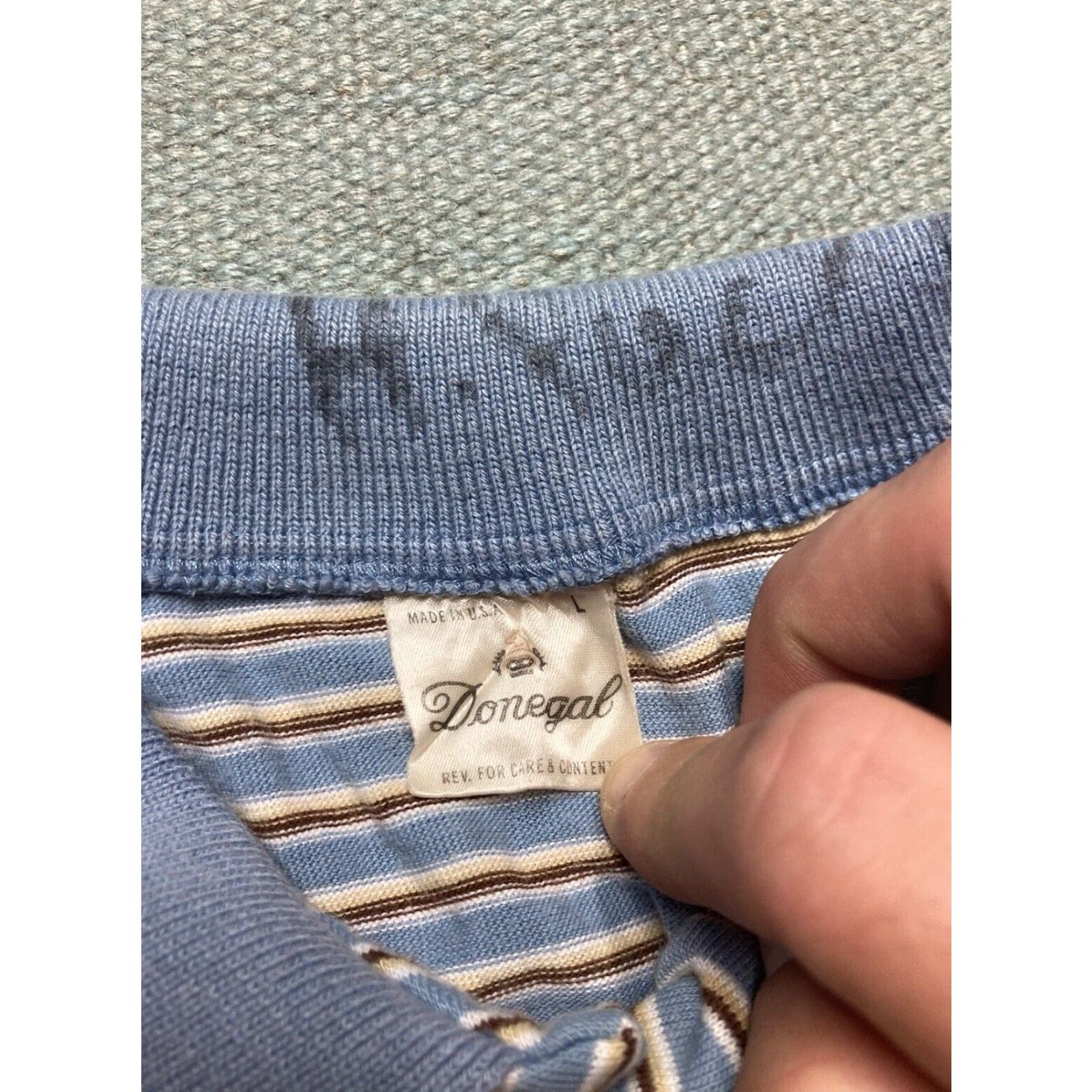 Vintage VINTAGE Donegal Polo Shirt Short Sleeve Striped Soft Blue Adult Large Size US L / EU 52-54 / 3 - 4 Thumbnail