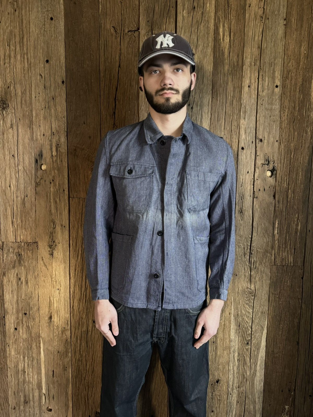 Le Laboureur × Vetra × Vintage Vintage 80s French Workwear Sanfor Denim Chore Jacket Size US S / EU 44-46 / 1 - 1 Thumbnail
