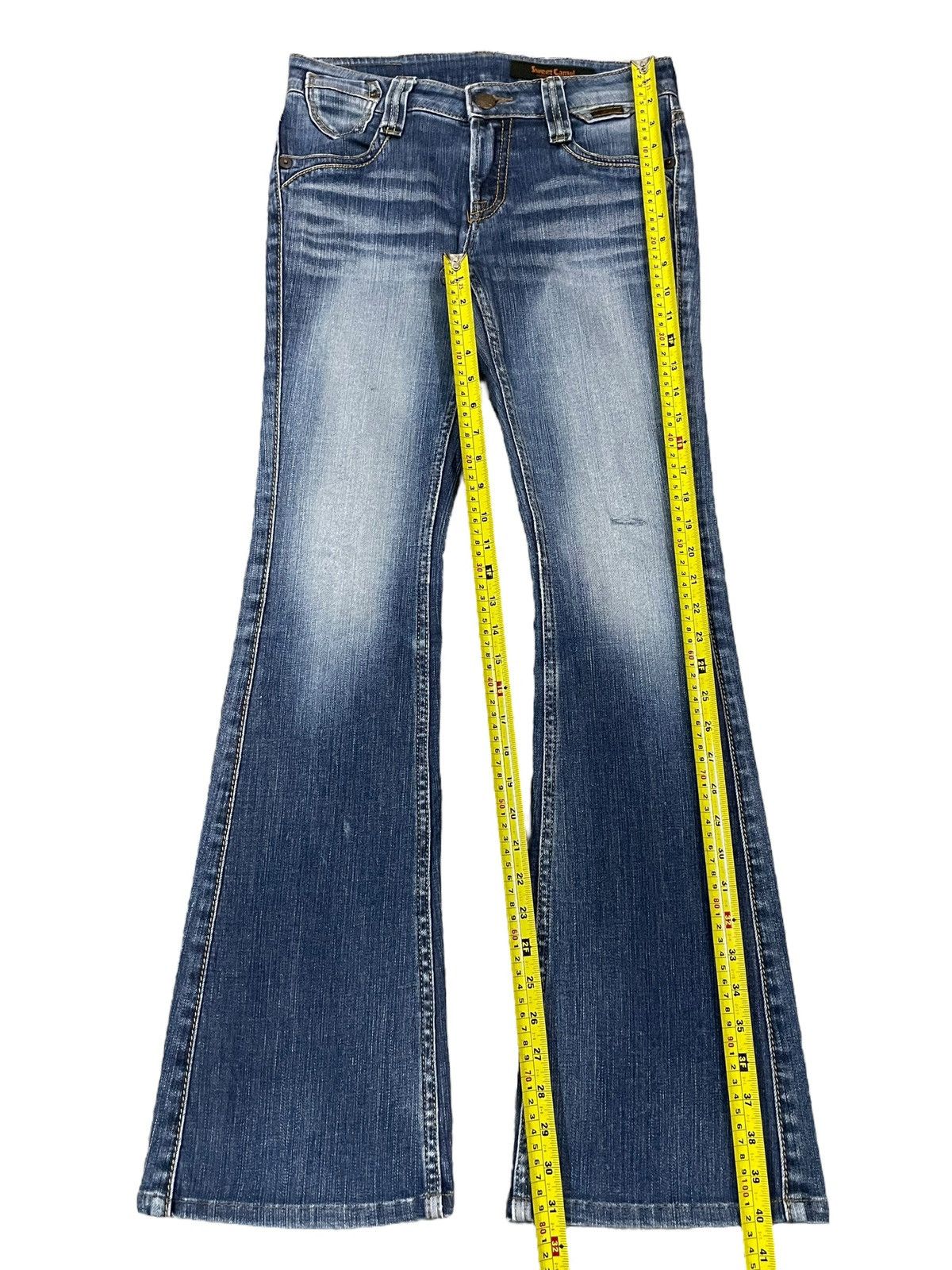 Hysteric Glamour Vintage Ripped Women Denim Sweet Camel Blue Wash Flare Jeans Size 30" / US 8 / IT 44 - 16 Thumbnail