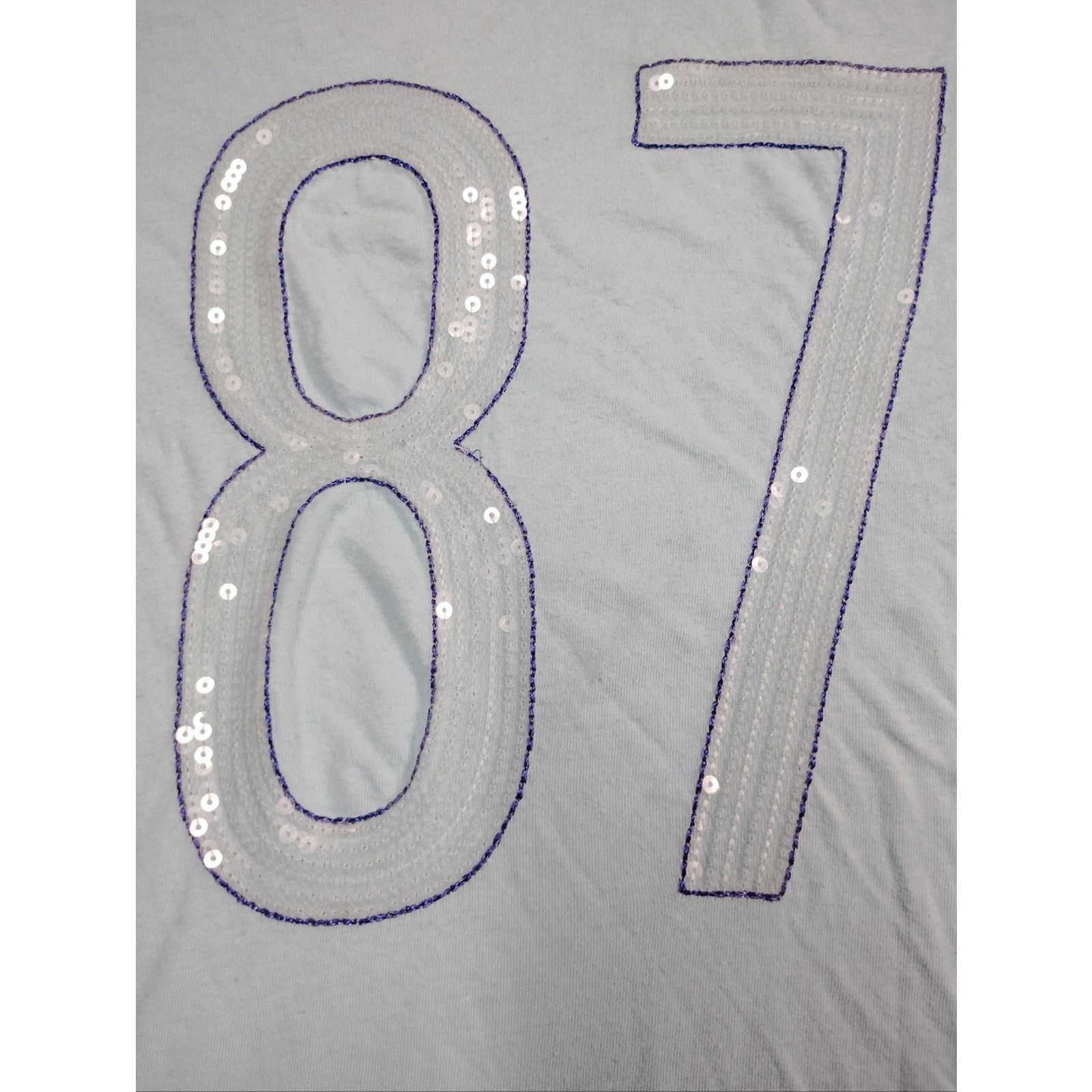 Aeropostale Aeropostale Light Blue Sequin '87' Short Sleeve Tee - Women Size S / US 4 / IT 40 - 2 Thumbnail