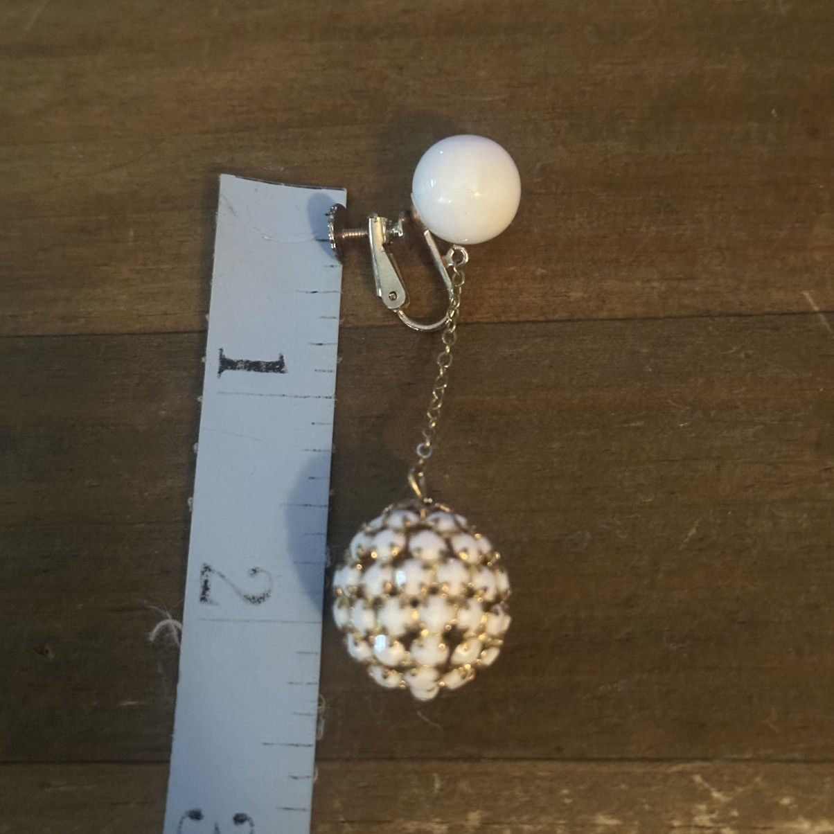 Vintage Vintage Richillini white crystal ball dangle clip on earring Size ONE SIZE - 2 Thumbnail