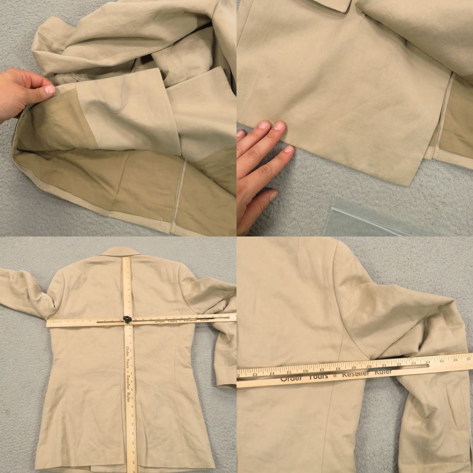 Allsaints VINTAGE AllSaints Blazer 36R Jacket Mens Double-Breasted Linen Cotton Tan Beige 4-Button Peak Lapel Suits Coat Solid Size 36R - 10 Thumbnail