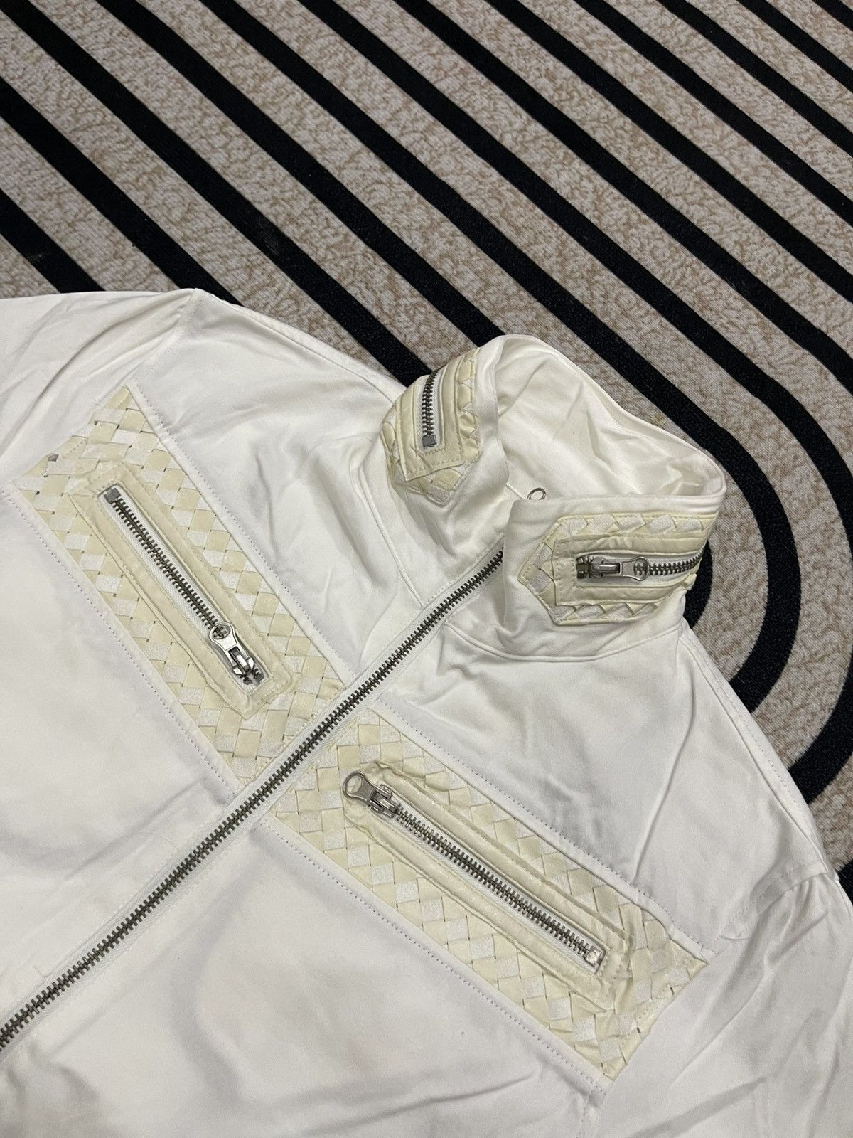 In The Attic 2000s IN THE ATTIC BIKER JACKET OFF WHITE COTTON Size US M / EU 48-50 / 2 - 8 Thumbnail