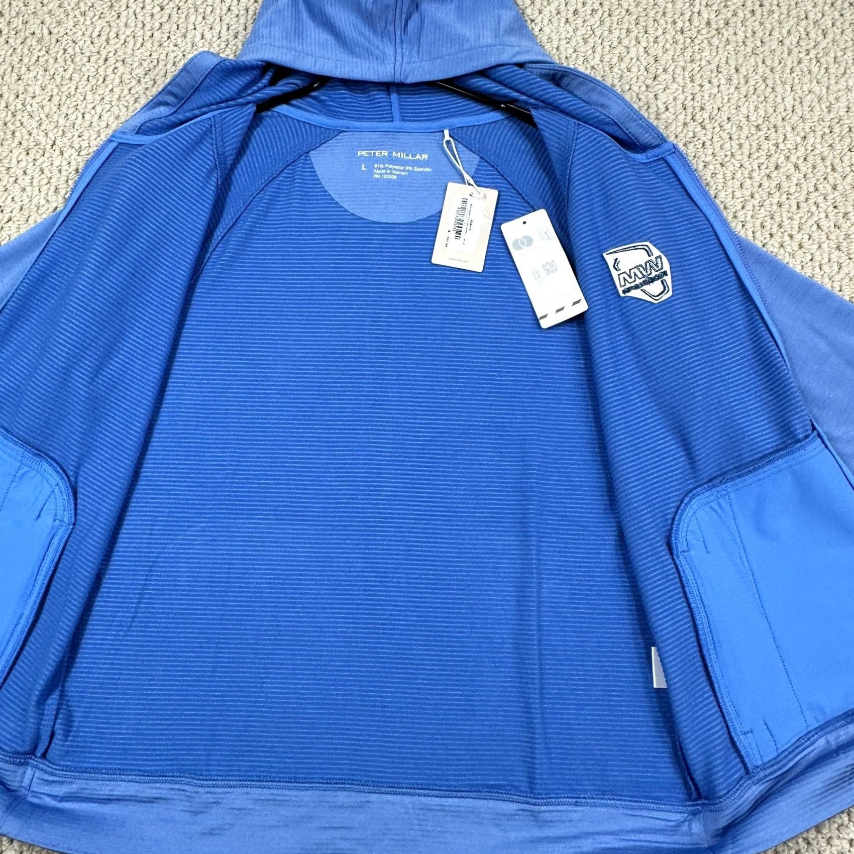 Peter Millar Peter Millar Women L Blue Performance Hoodie Full Zip Logo Size L / US 10 / IT 46 - 3 Thumbnail