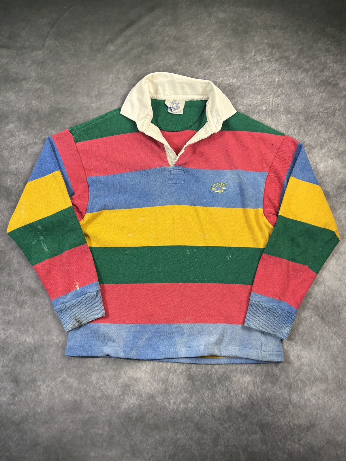 Vintage Vintage Rugby Polo Longsleeve Faded Cropped Striped 80s 90s Size US M / EU 48-50 / 2 - 1 Thumbnail