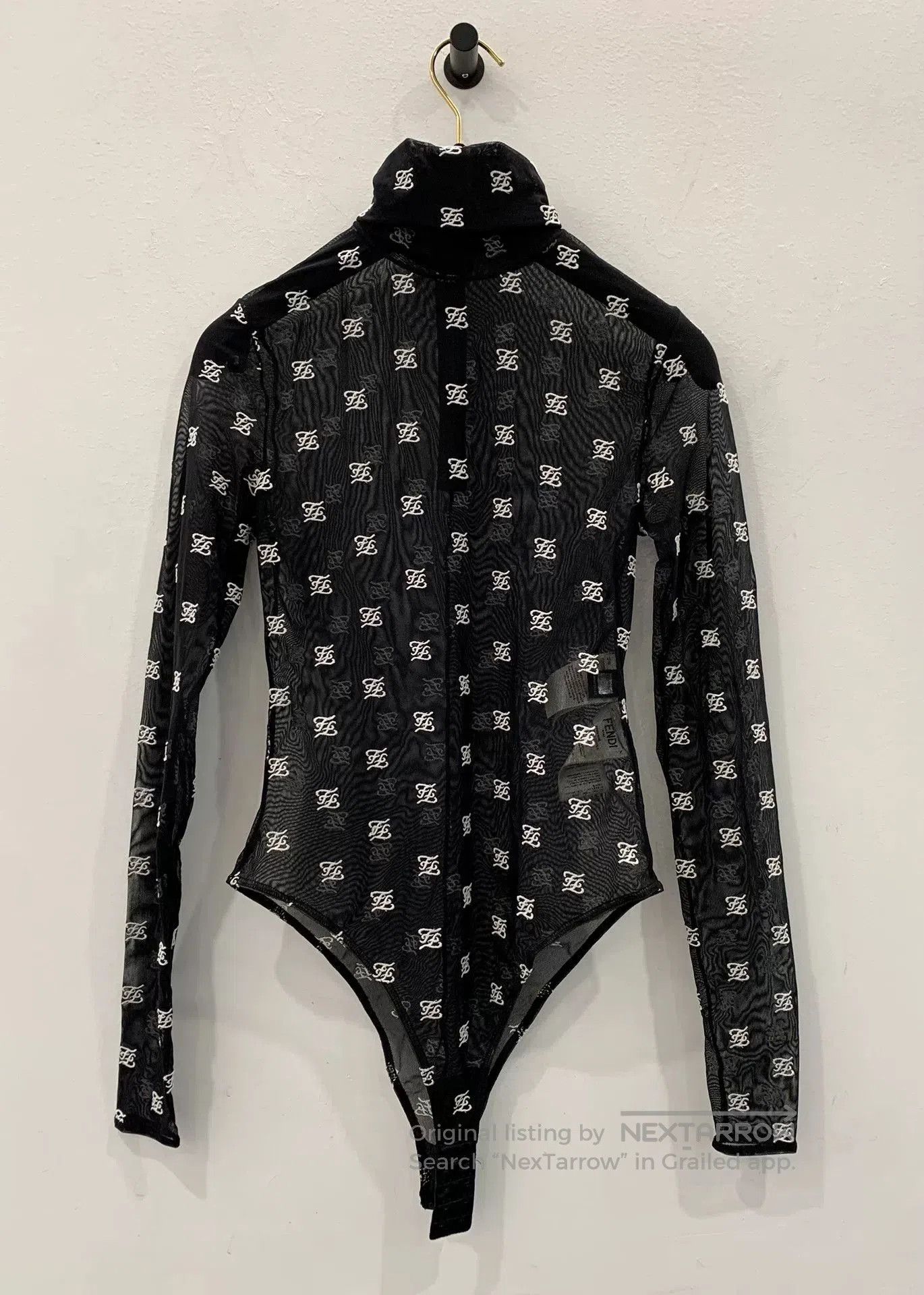 Fendi Fendi Lace Double F Sheer Black Jumpsuit Top. Size XS / US 0-2 / IT 36-38 - 2 Thumbnail