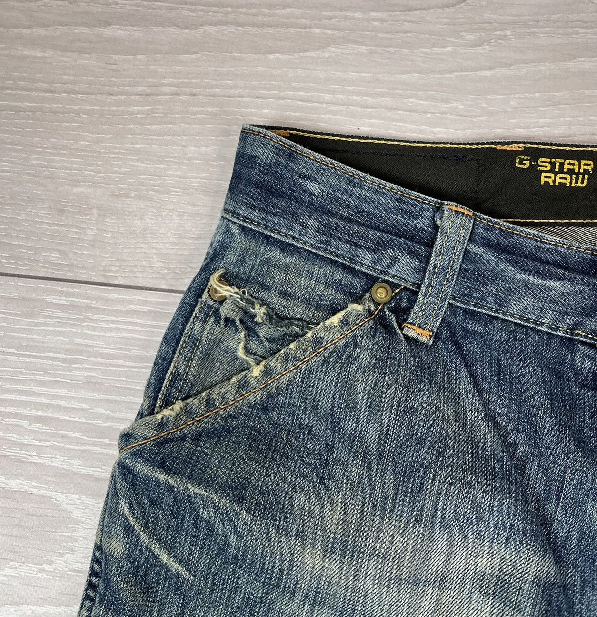 G-Star G Star Raw Elwood Denim Loose Fit Washed Distressed Pants Size US 31 - 9 Thumbnail
