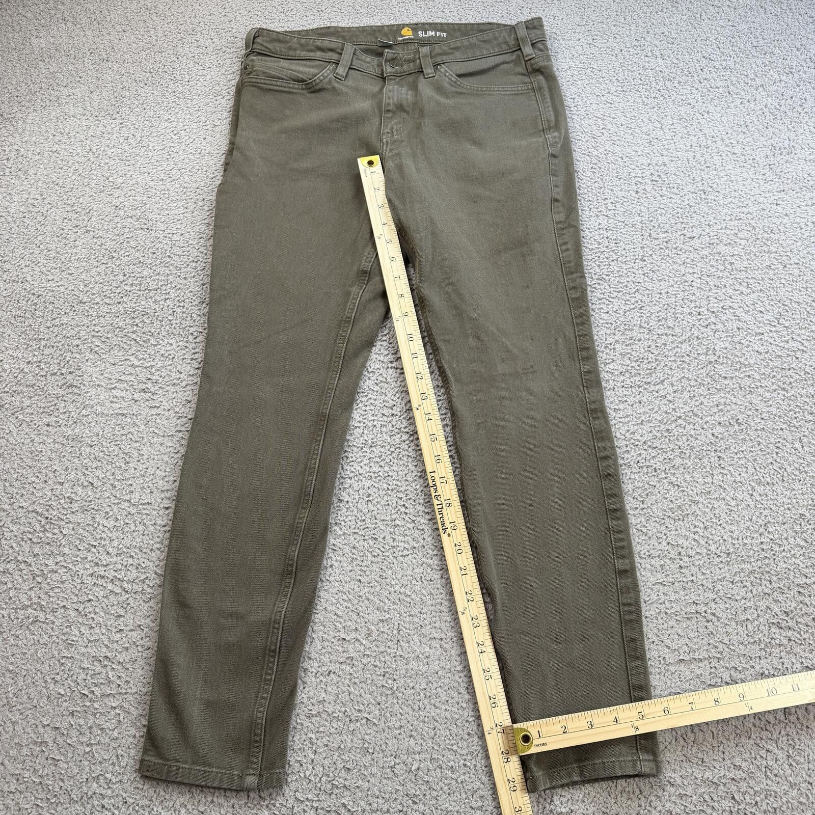 Carhartt Carhartt Womens 10 Green Slim Fit Stretch Utility Work Pants Size 32" / US 10 / IT 46 - 5 Thumbnail