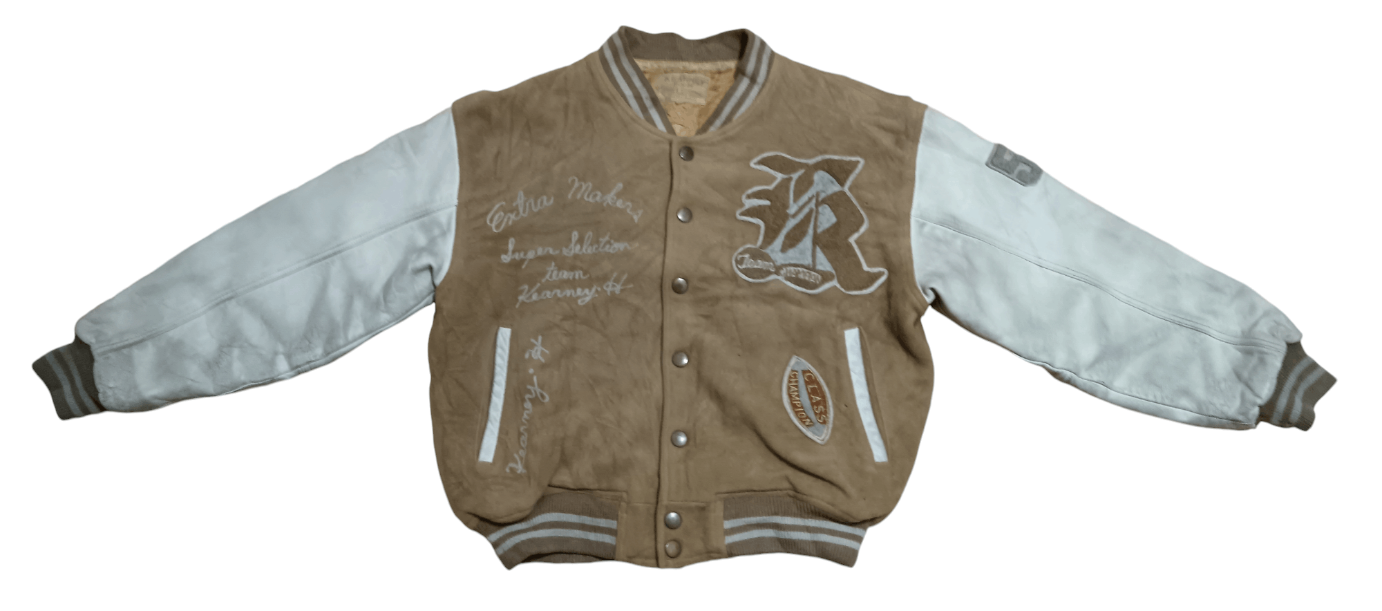Japanese Brand × Vintage CRAZY VINTAGE KEARNEY HOUSE LEATHER SLEEVE VARSITY JACKET Size US M / EU 48-50 / 2 - 1 Thumbnail