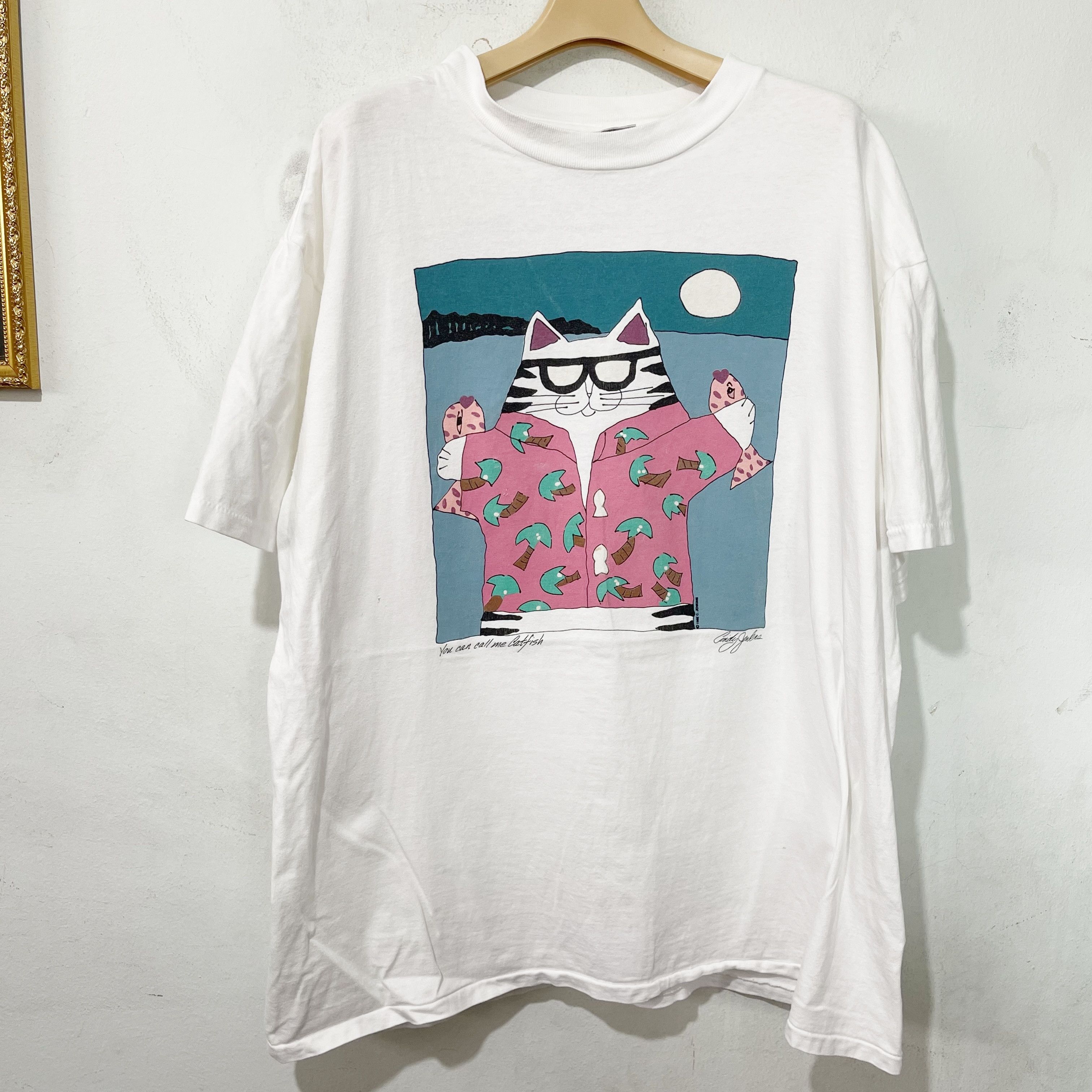 Vintage Vintage 1992 Catfish Cat T-Shirt Size US XL / EU 56 / 4 - 1 Thumbnail