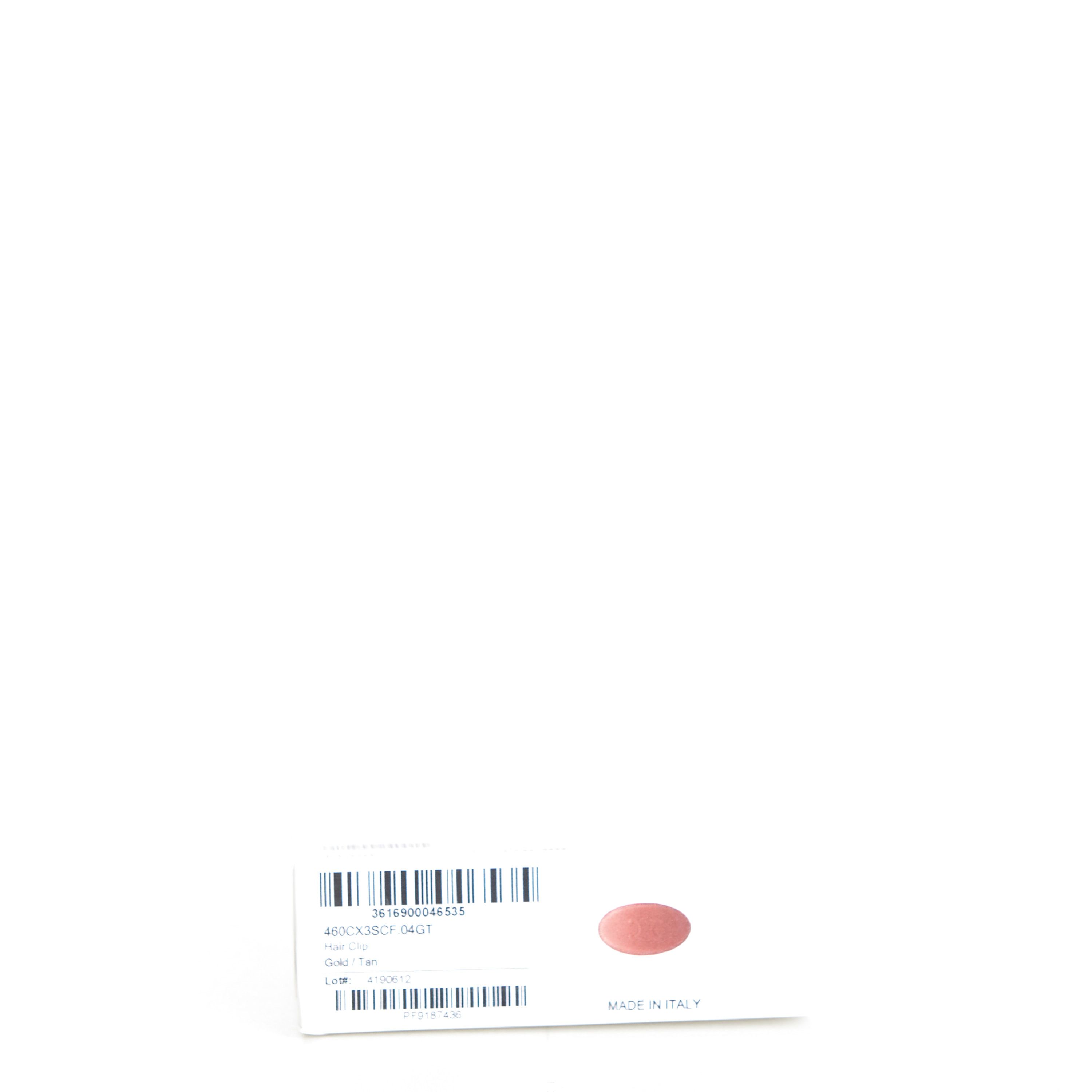 Celine Cuir Triomphe Hair Clip In Tan Brown Calfskin & Steel Size ONE SIZE - 4 Thumbnail