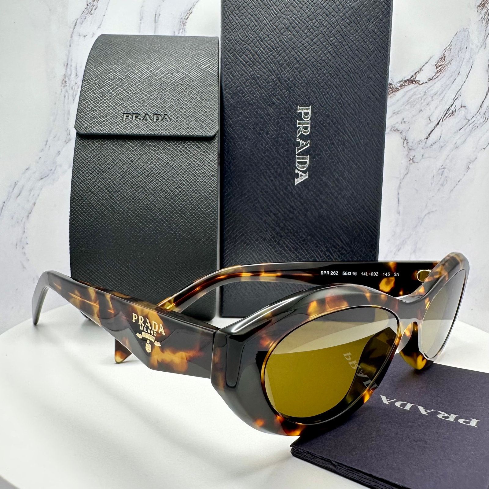 Prada PRADA New Sunglasses Symbole Logo Brown Tortoise Cat Eye Size ONE SIZE - 18 Thumbnail