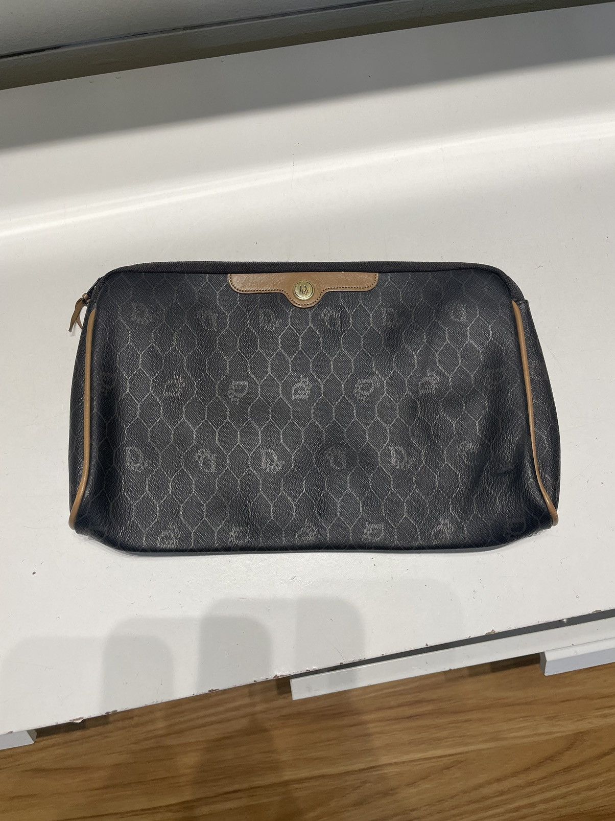 Dior 1990 - Dior Honey Comb Monogram Leather Clutch Bag Size ONE SIZE - 20 Thumbnail