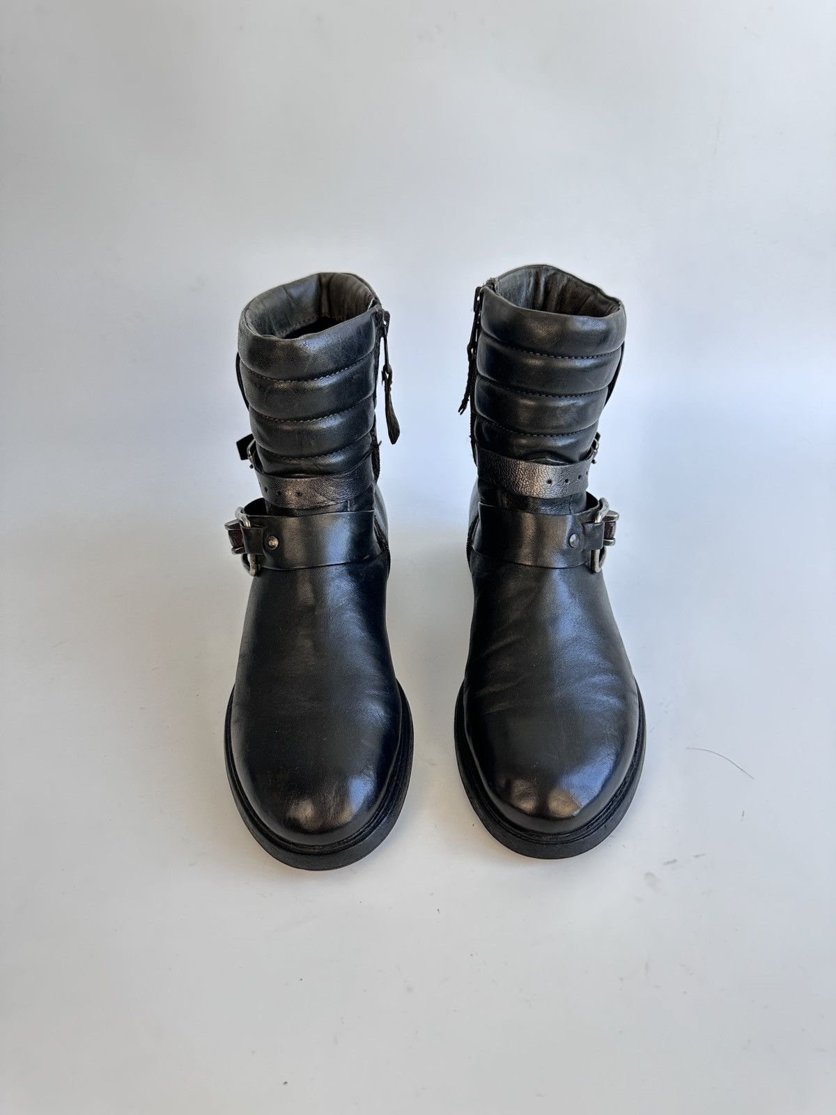 Other MJUS Leather Biker Boots 39 Distressed Dark (A.S.98 style) Size US 8.5 / IT 38.5 - 4 Thumbnail
