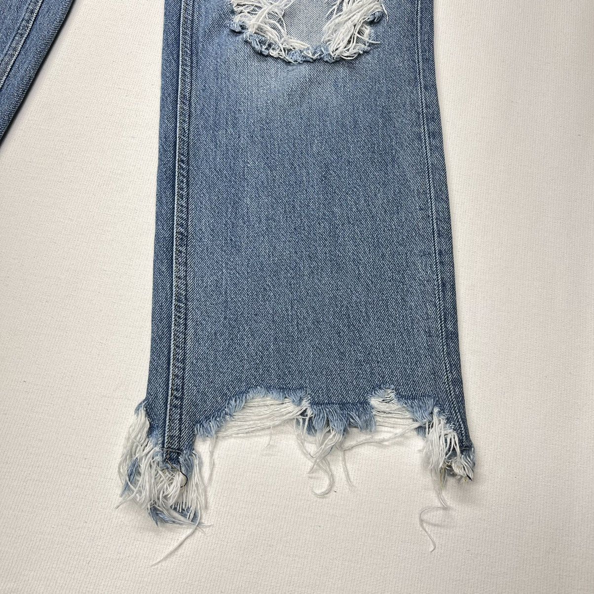 Free People We The Free Jeans Blue Straight Distressed Destroyed Ripped Size 29" - 2 Thumbnail