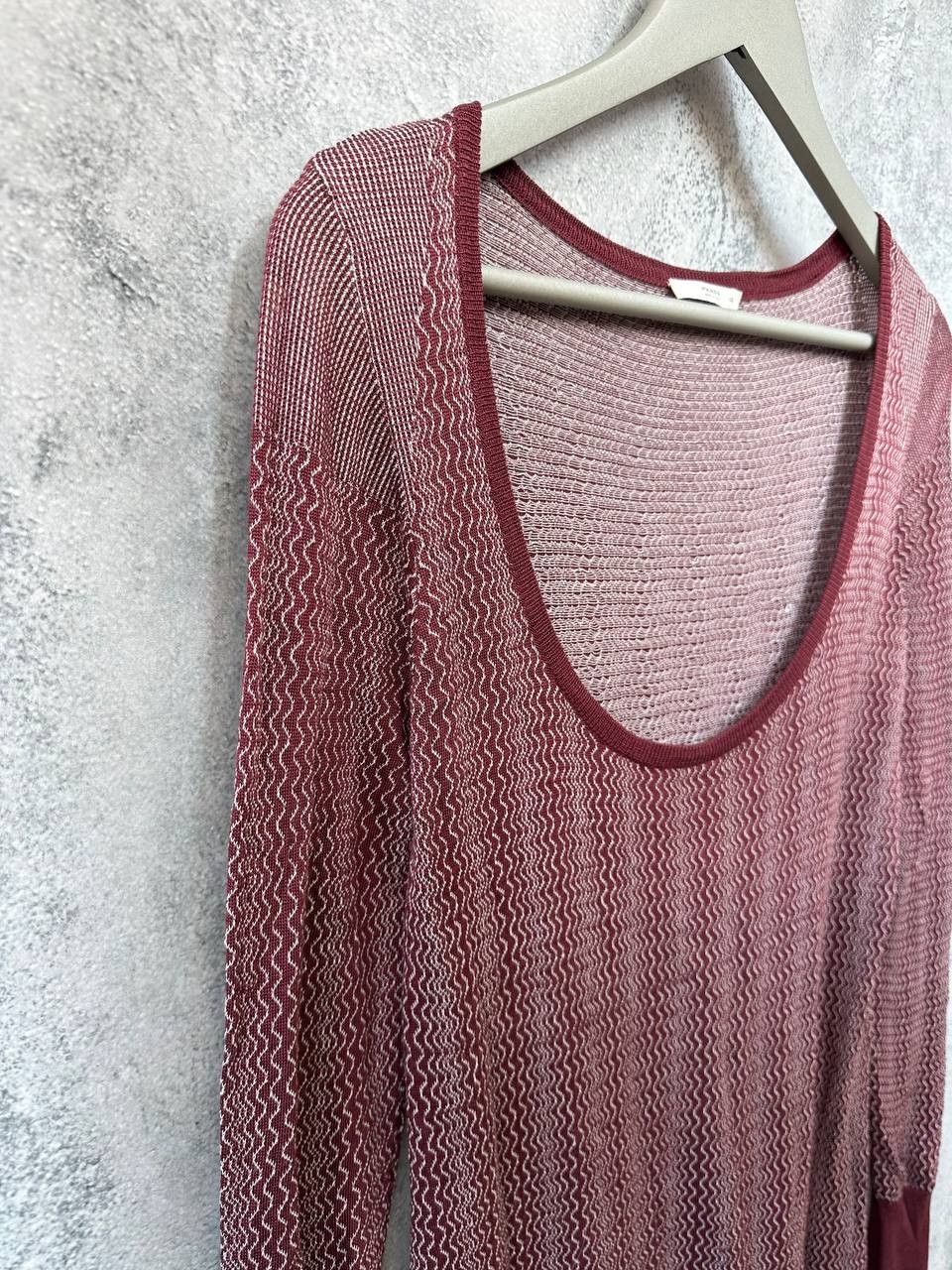 Prada Prada Knit Sheer Maxi Dress Burgundy Zigzag Pattern Italy Size L / US 10 / IT 46 - 5 Thumbnail