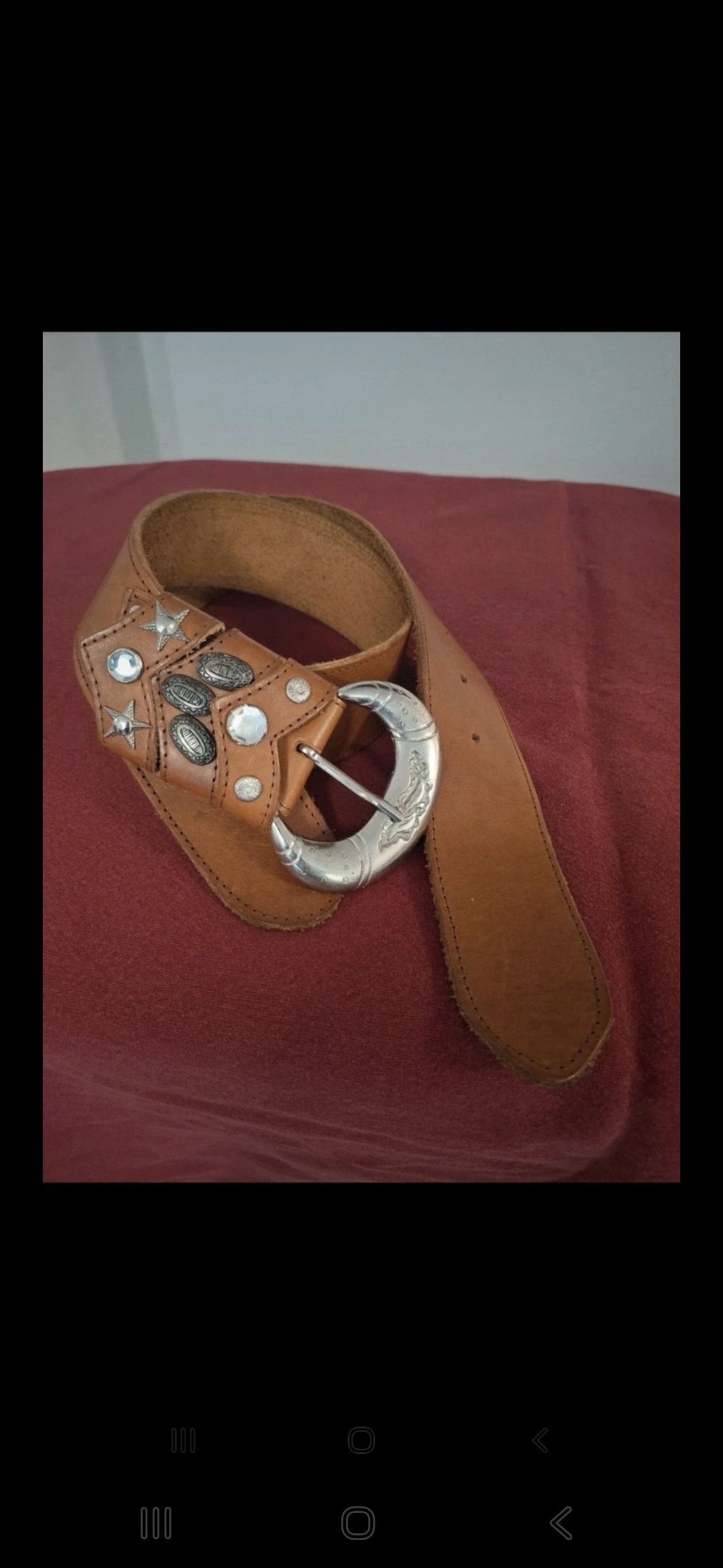 Vintage Vintage 90s Western Leather Belt Cowboy Buckle Size ONE SIZE - 1 Thumbnail