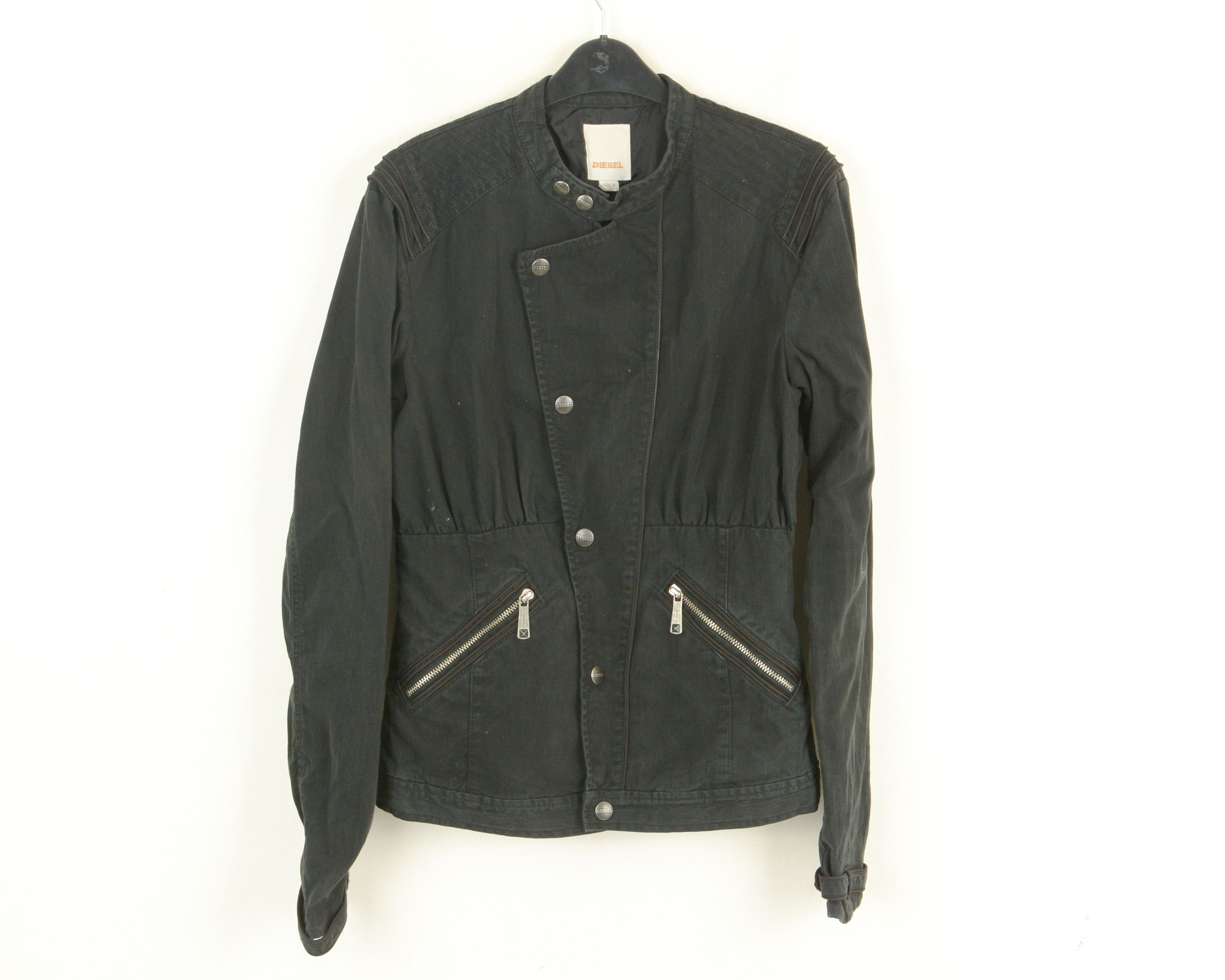 Diesel Jacket Women L Coat Waisted Blazer Cotton Denim Biker Moto Size L / US 10 / IT 46 - 1 Thumbnail