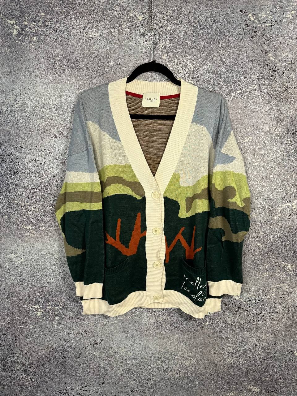 Japanese Brand × Vintage Radley London Pale Blue Radley & Friends Scenic Intersia Size L / US 10 / IT 46 - 1 Thumbnail