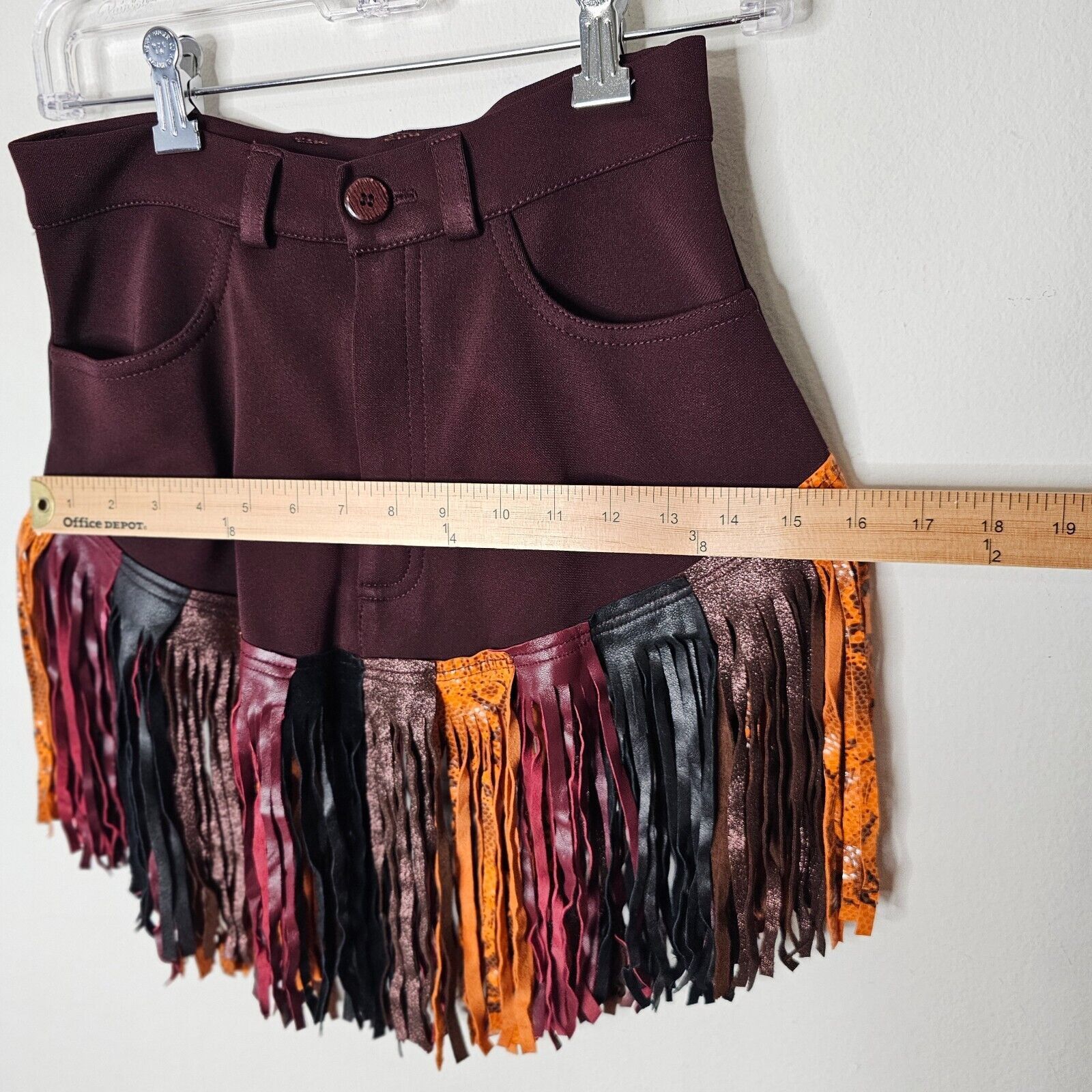 Other Burgundy Mini Snake Print Orange Black Brown Leatherette M Size 28" / US 6 / IT 42 - 4 Thumbnail