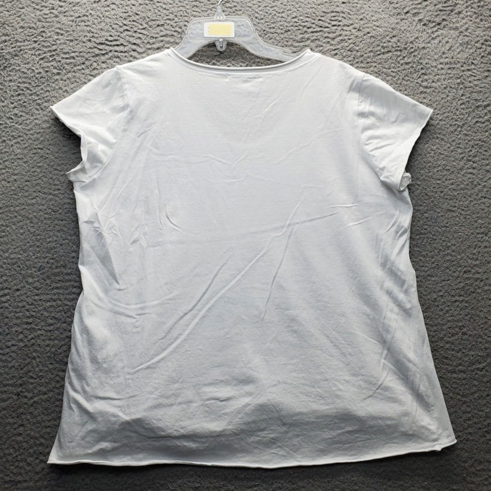 Vintage Femme Fatale Womens T-Shirt White Heart Print Short Sleeve High Low Size L / US 10 / IT 46 - 2 Thumbnail