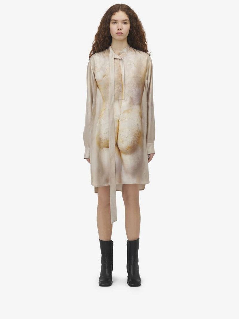 Alexander McQueen o1srvl11e0326 Sculpted Bum Mini Shirt Dress in Multicolor Size XL / US 12-14 / IT 48-50 - 2 Thumbnail