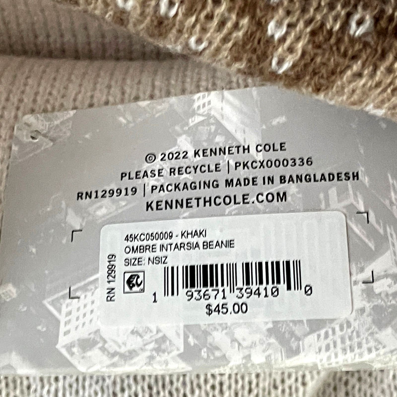 Kenneth Cole Reaction Kenneth Cole Ombre Intarsia Knit Beanie Khaki OS Size ONE SIZE - 4 Thumbnail