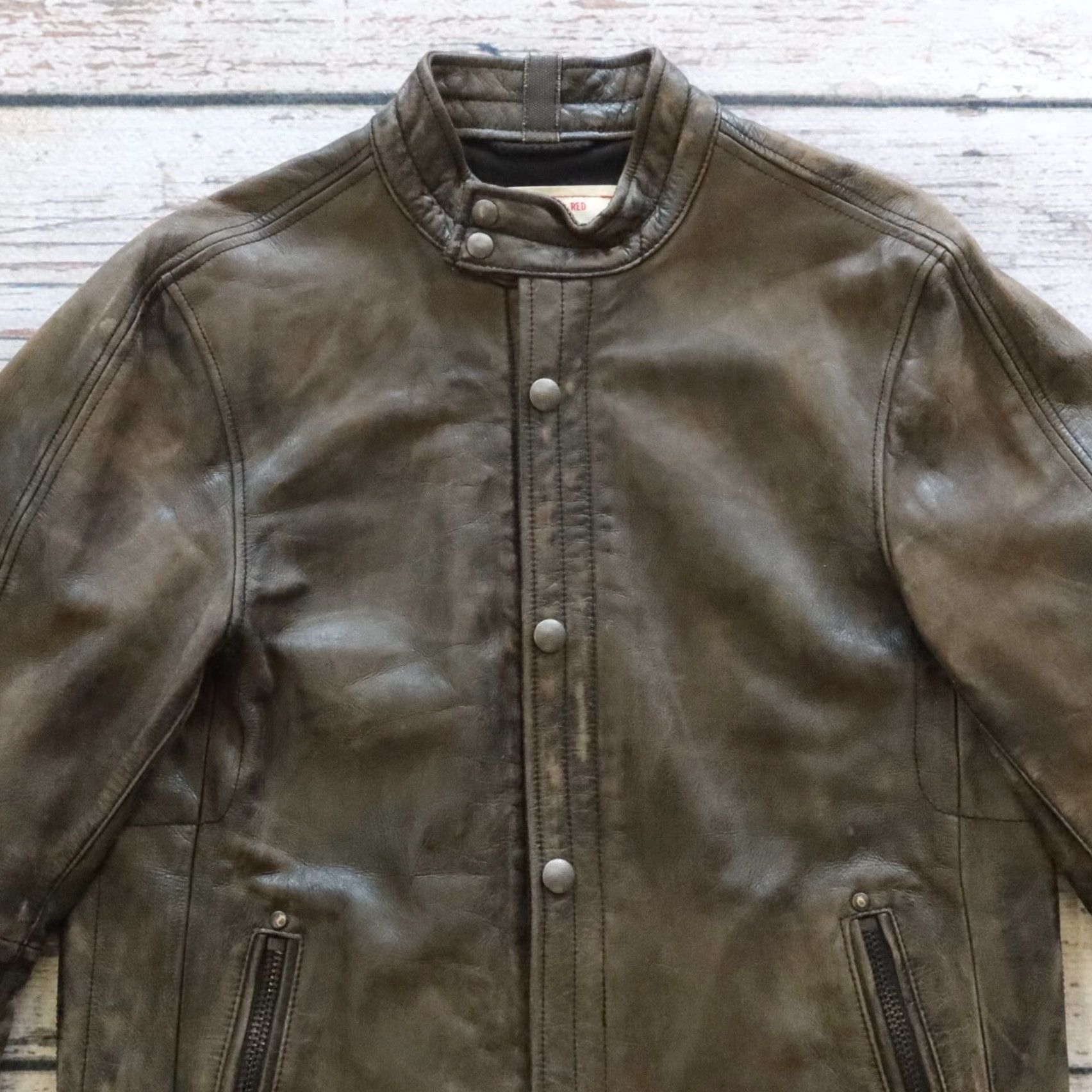 Gap VINTAGE Gap Leather Cafe Racer Motorcycle Jacket Men S Black Distressed Size US S / EU 44-46 / 1 - 2 Thumbnail
