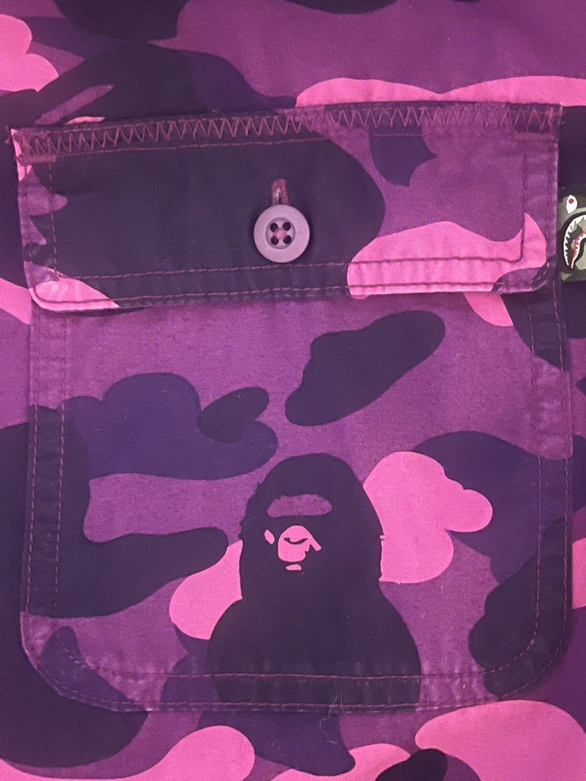 Bape Rare BAPE A Bathing Ape Purple Camo Shark Button Shirt Size US XL / EU 56 / 4 - 24 Thumbnail