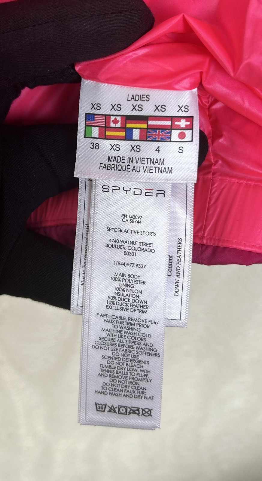 Spyder Spyder Pink Timeless Down Hooded Windproof Ski Jacket Size XS / US 0-2 / IT 36-38 - 16 Thumbnail