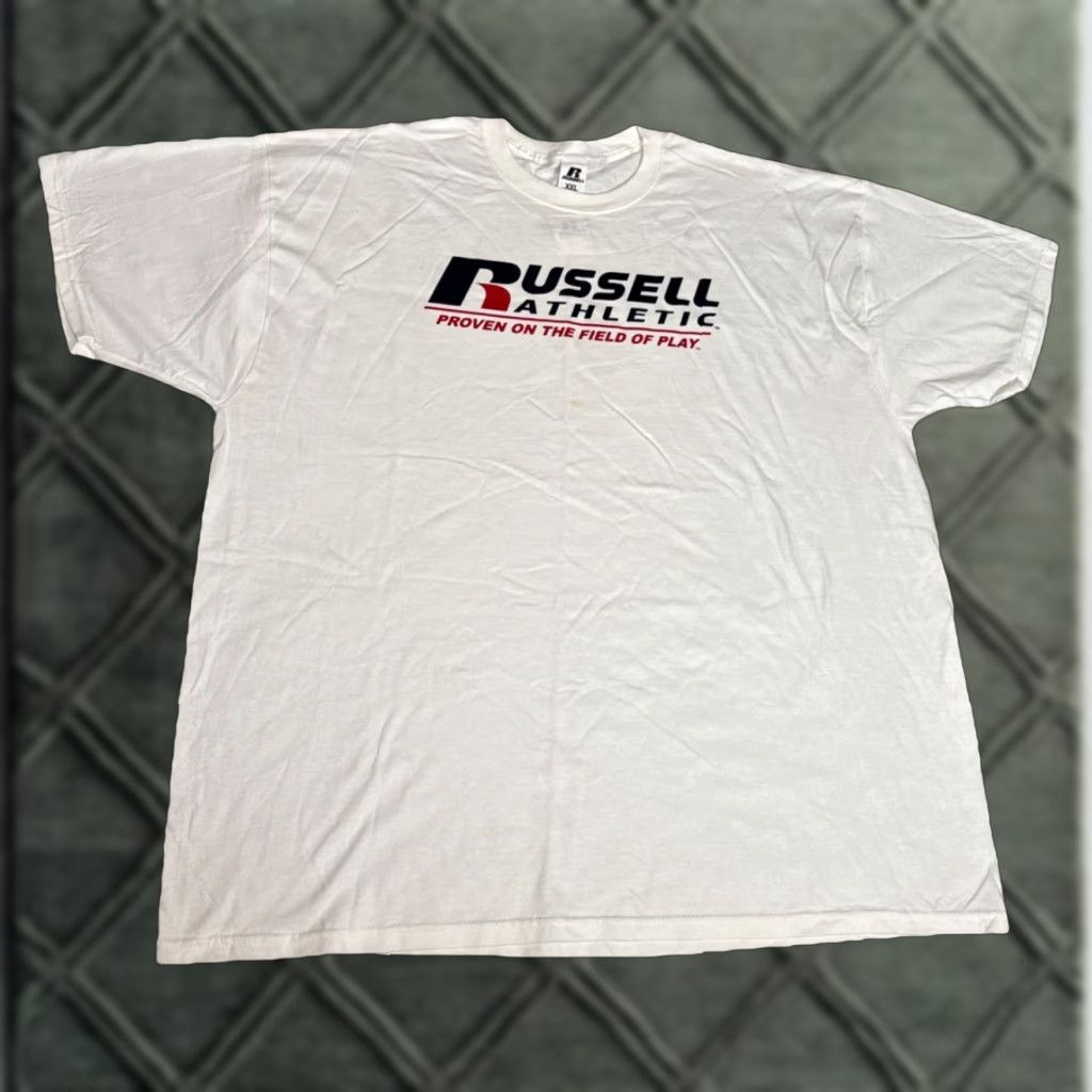 Russell Athletic VINTAGE Russell Athletic T-Shirt 2XL White Mens NOS New With Tags Advertising Y2K Promo Size US XXL / EU 58 / 5 - 1 Thumbnail