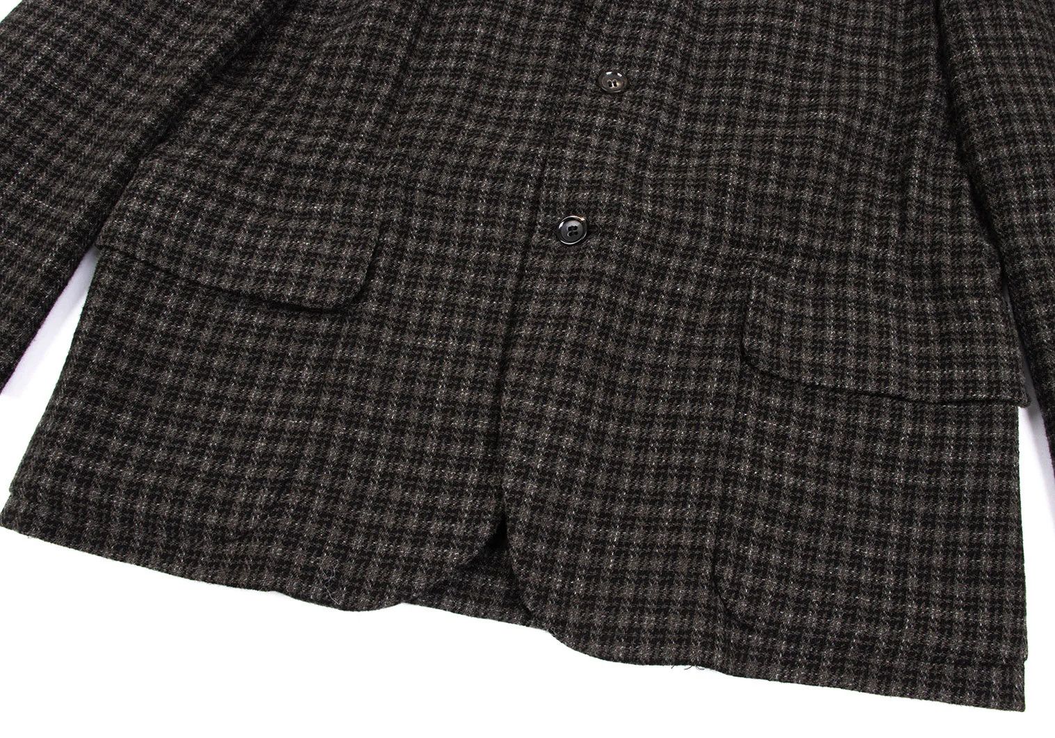 Comme des Garcons Homme Plus Wool Check T Gathered Jacket Black Brown Size S Size US S / EU 44-46 / 1 - 7 Thumbnail