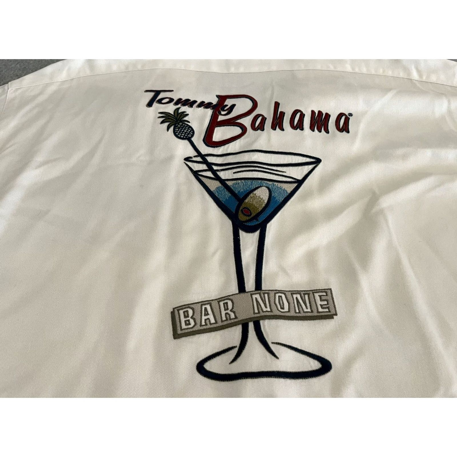 Tommy Bahama Tommy Bahama Rayon Embroidered Shirt Bar None Martini Mens Large Ivory Hawaiian Size US L / EU 52-54 / 3 - 2 Thumbnail