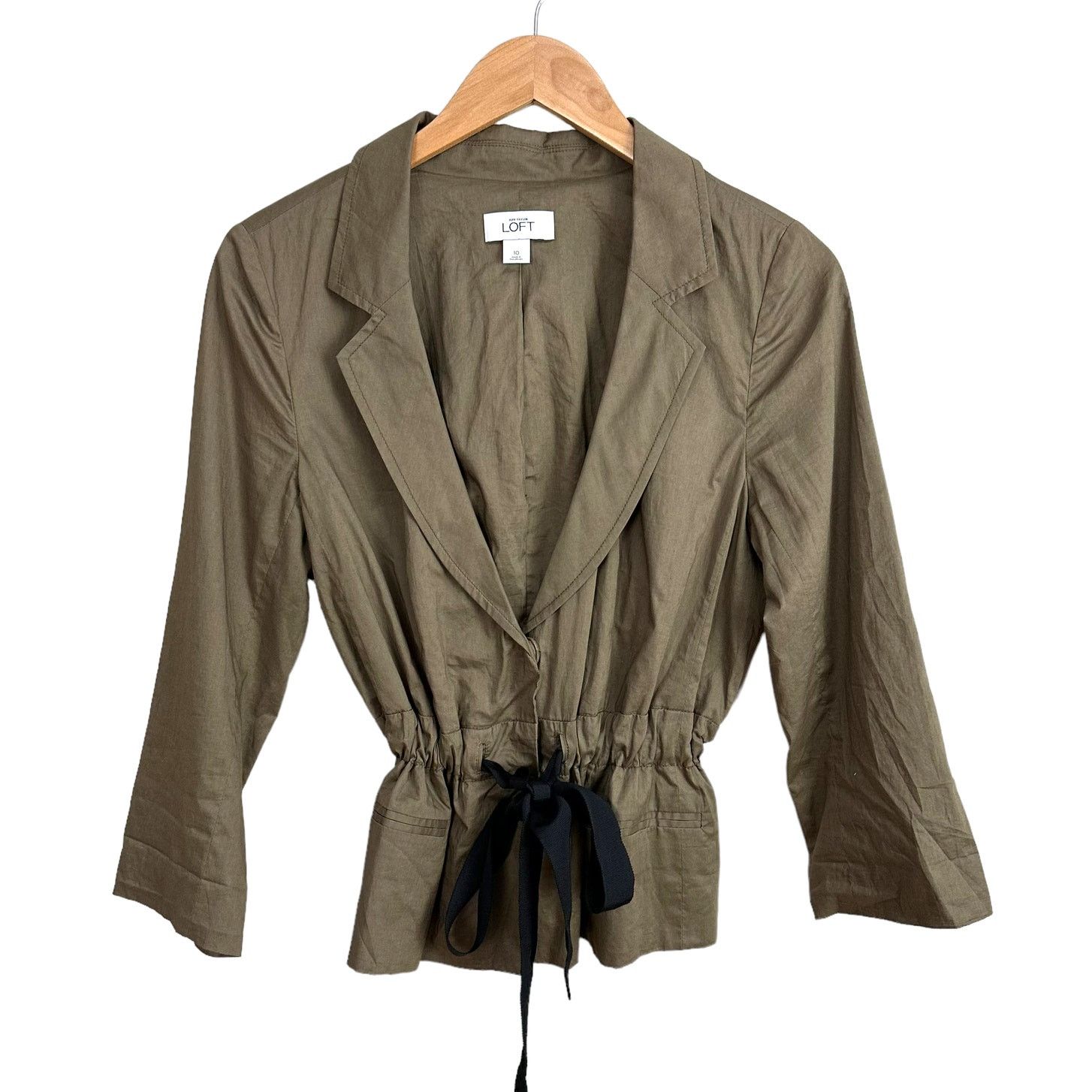 Loft Loft Green Lightweight Belted Blazer Jacket 10 Black Ribbon Size M / US 6-8 / IT 42-44 - 1 Thumbnail
