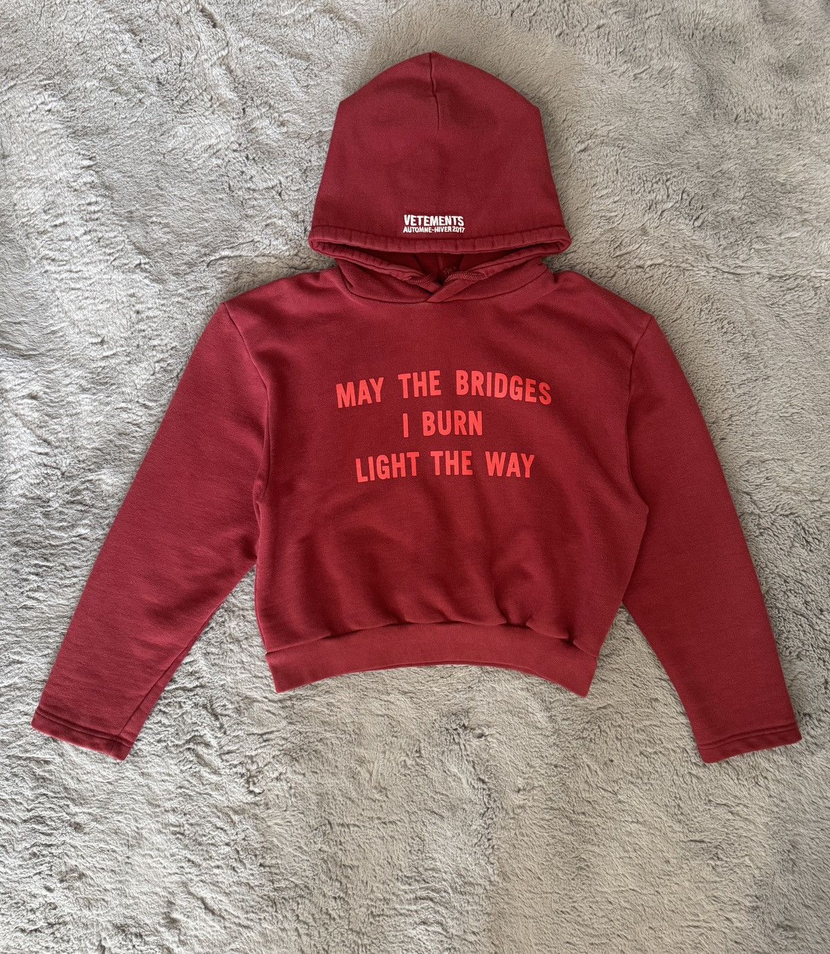 Vetements AW17 May The Bridges Burn Cropped Hoodie Size US M / EU 48-50 / 2 - 1 Thumbnail