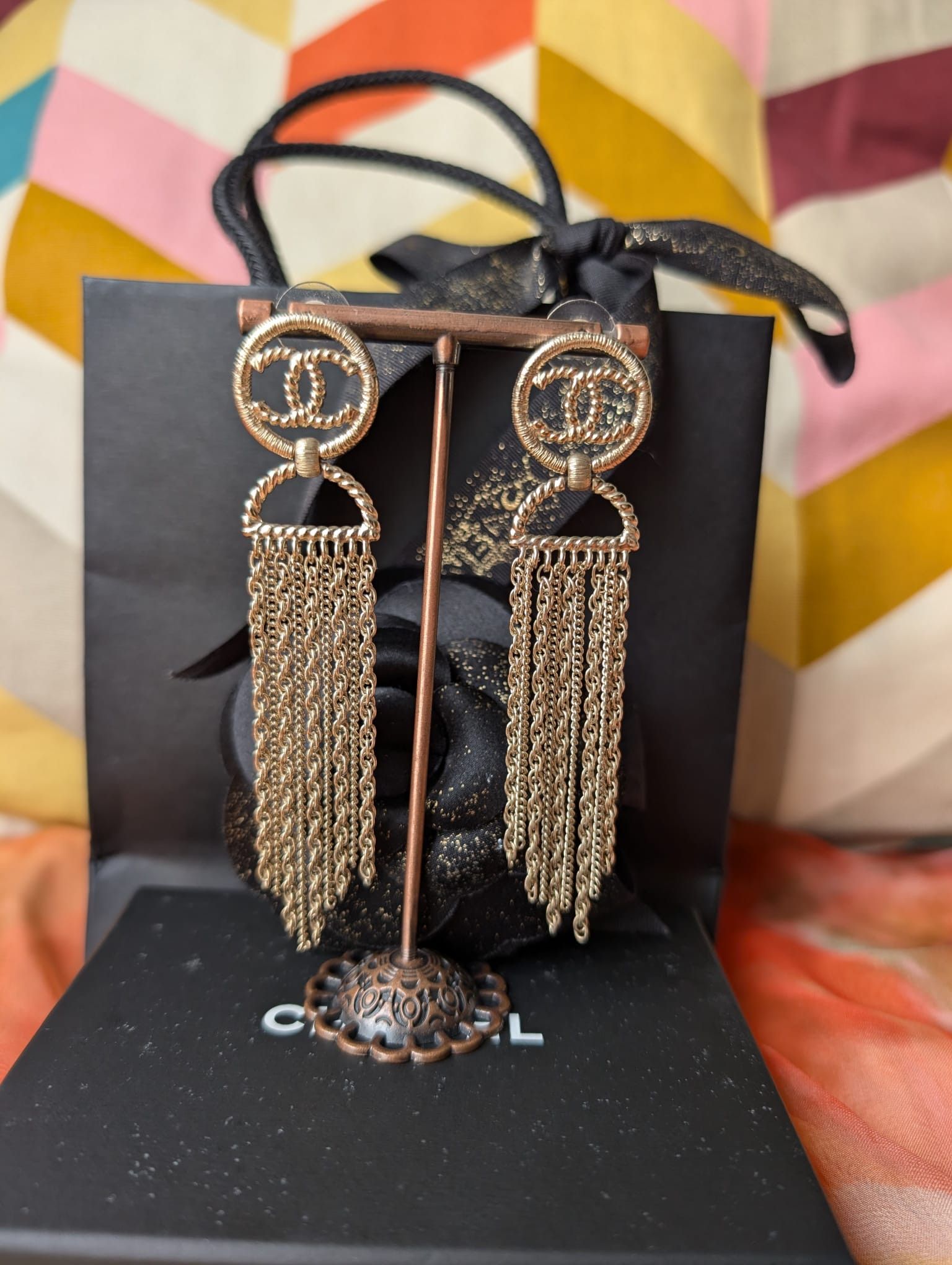 Chanel Chanel CC A16S Chain Long Logo GHW CocoMark Earrings Box Size ONE SIZE - 2 Thumbnail