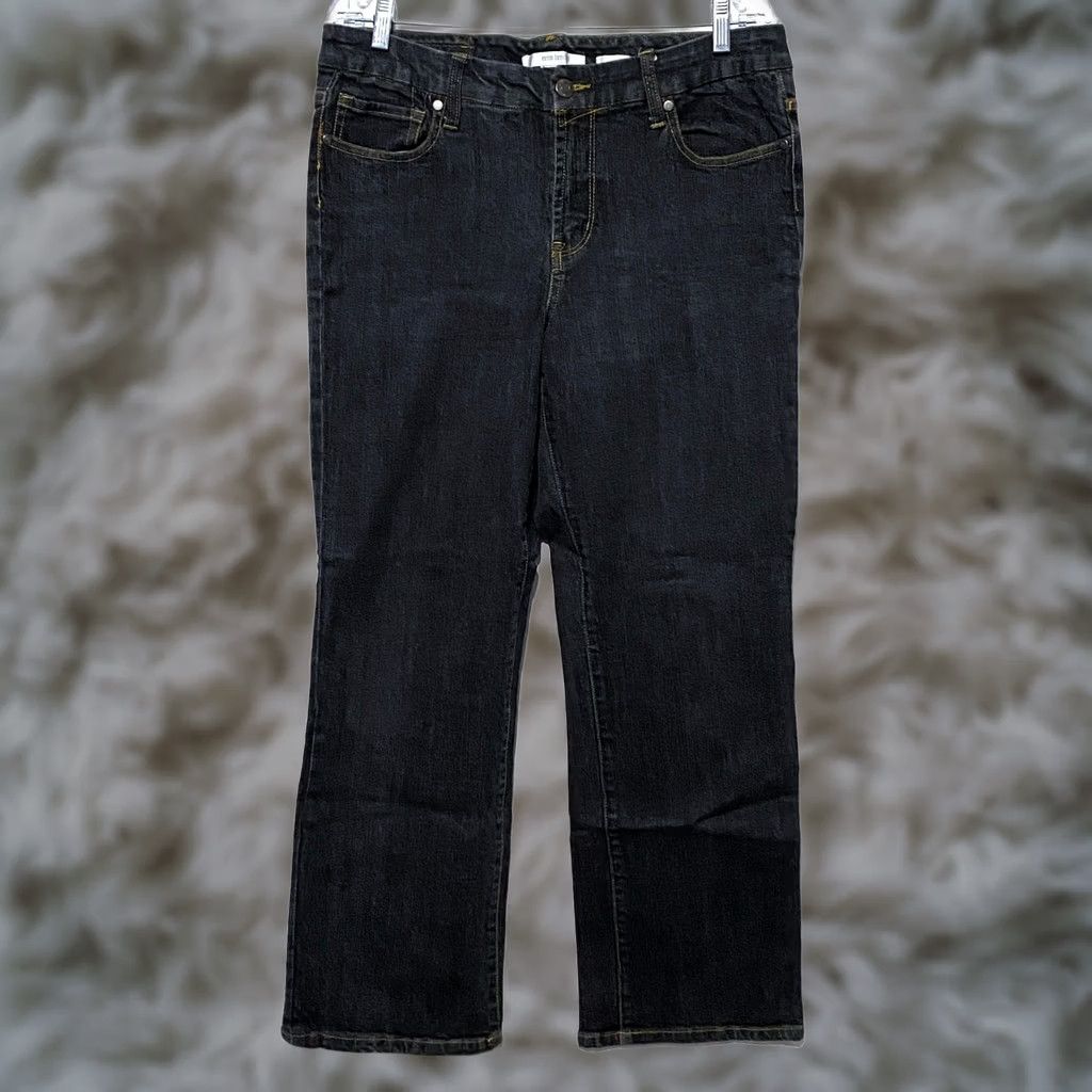 Vintage Erin London Jeans Womens 12 Petite Straight High Rise 28 in Inseam Stretch Denim Blue 5-Pocket Pants Casual Preppy інің Size 34" / US 12 / IT 48 - 1 Thumbnail