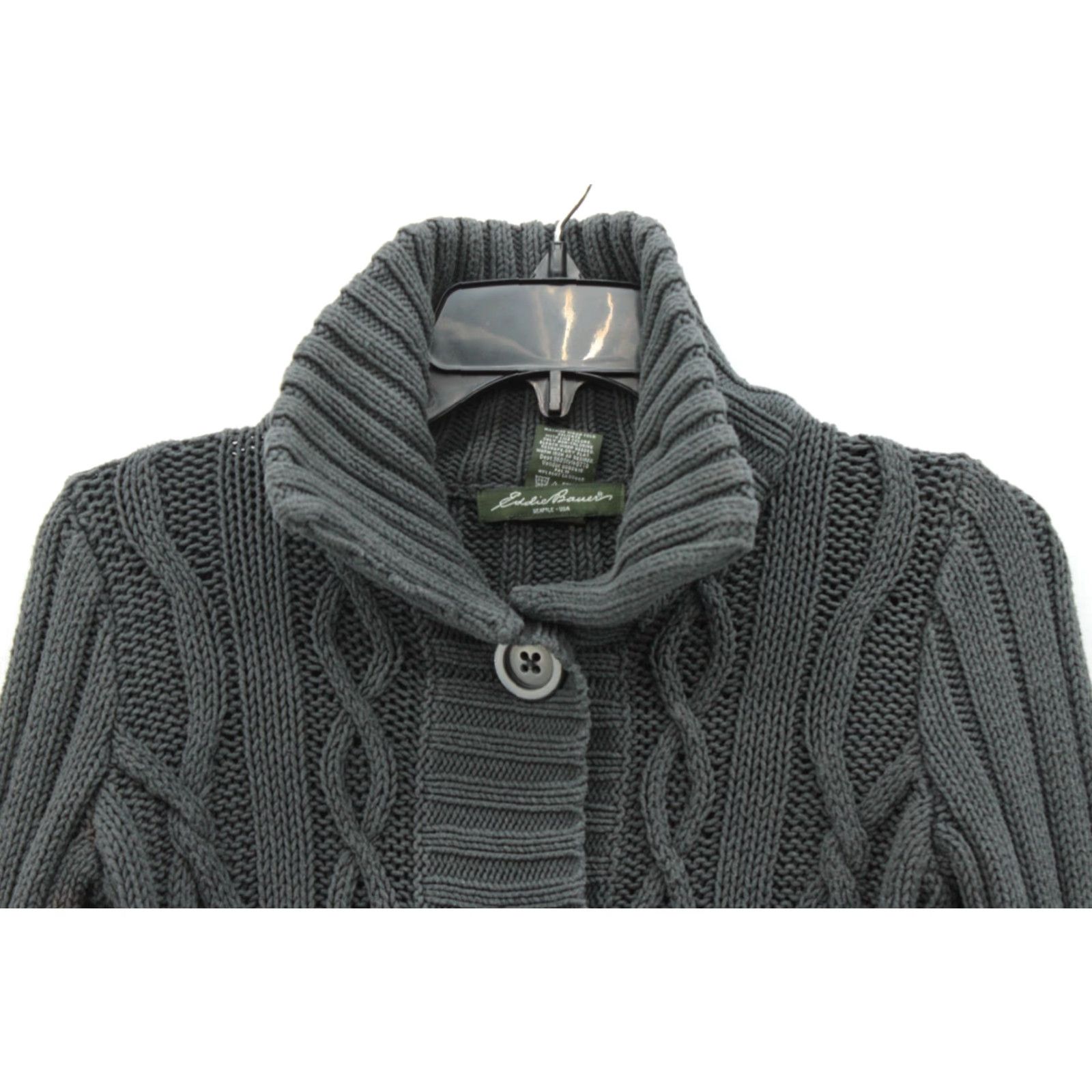Eddie Bauer VINTAGE Eddie Bauer Chunky Cable Knit Cardigan Sweater Womans XS Green Ribbed Boho Size XS / US 0-2 / IT 36-38 - 3 Thumbnail