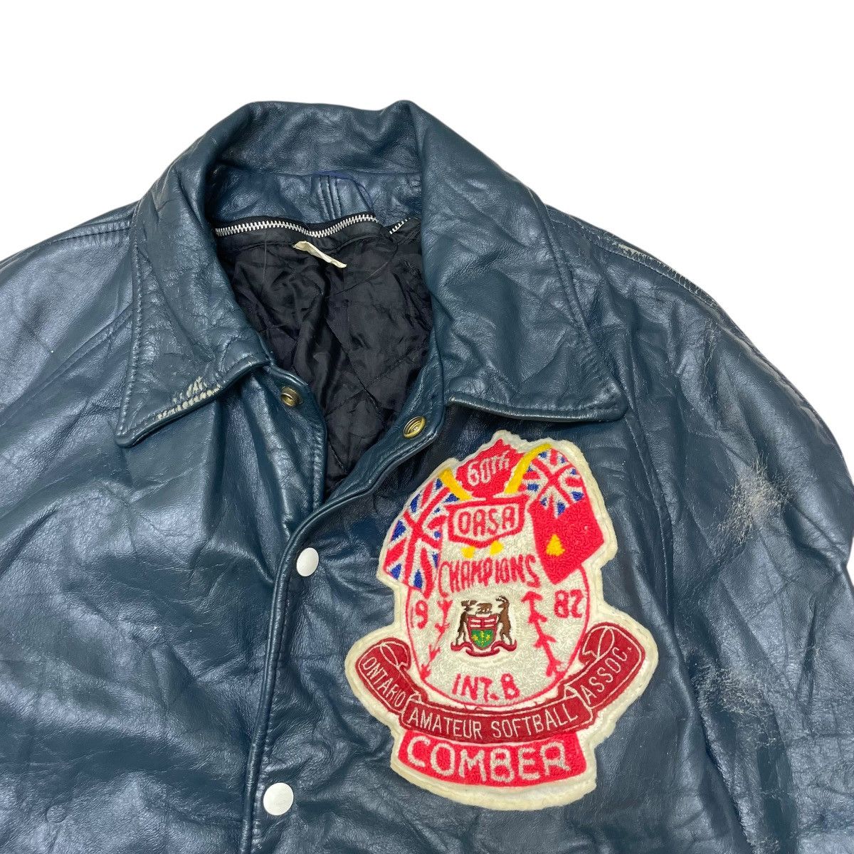 Avirex 🔥 vintage 80s Comber Oasa Softball leather varsity Jacket Size US L / EU 52-54 / 3 - 16 Thumbnail